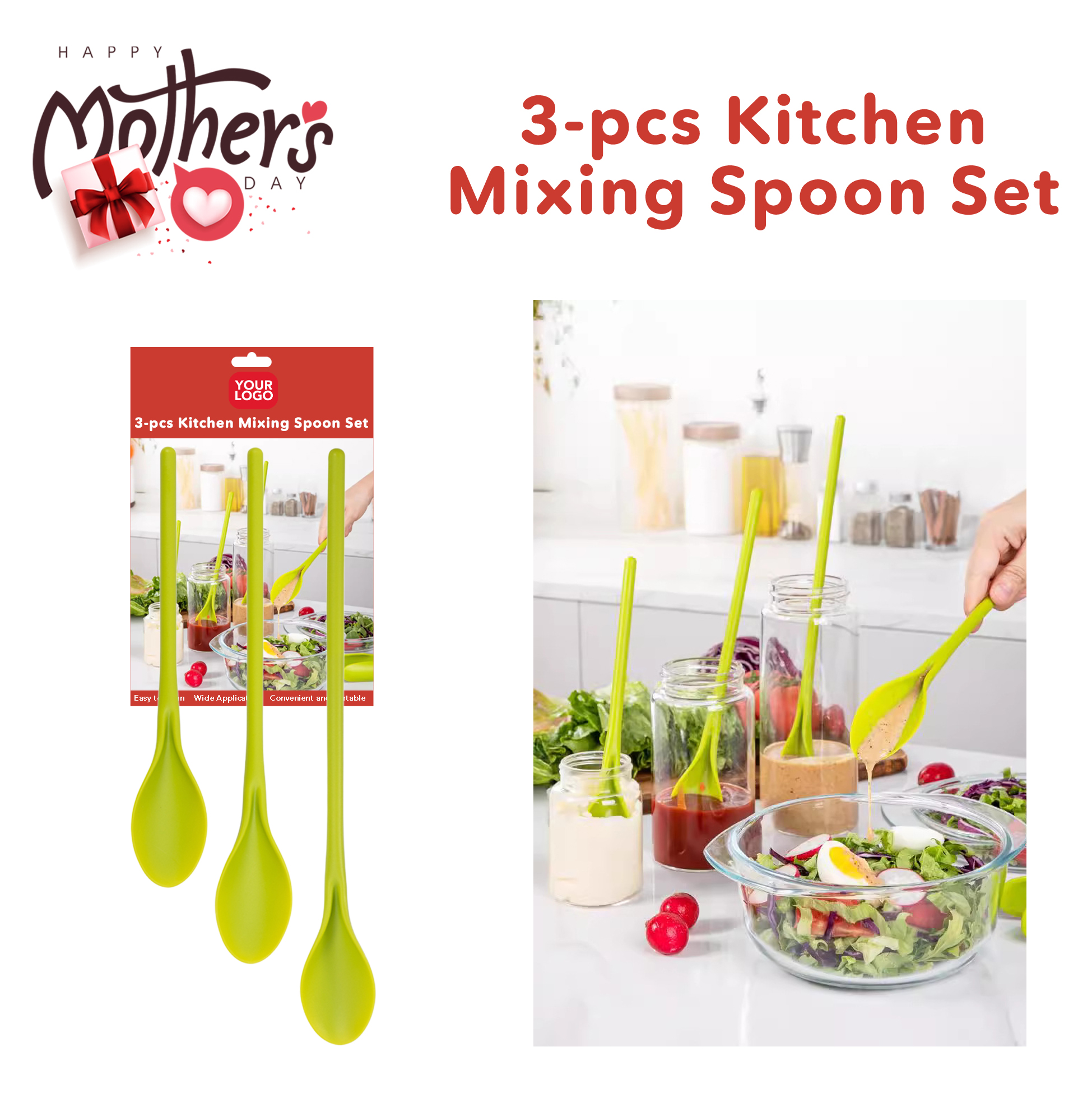Mother's Day 3-pcs Kitchen Mixing Spoon Set