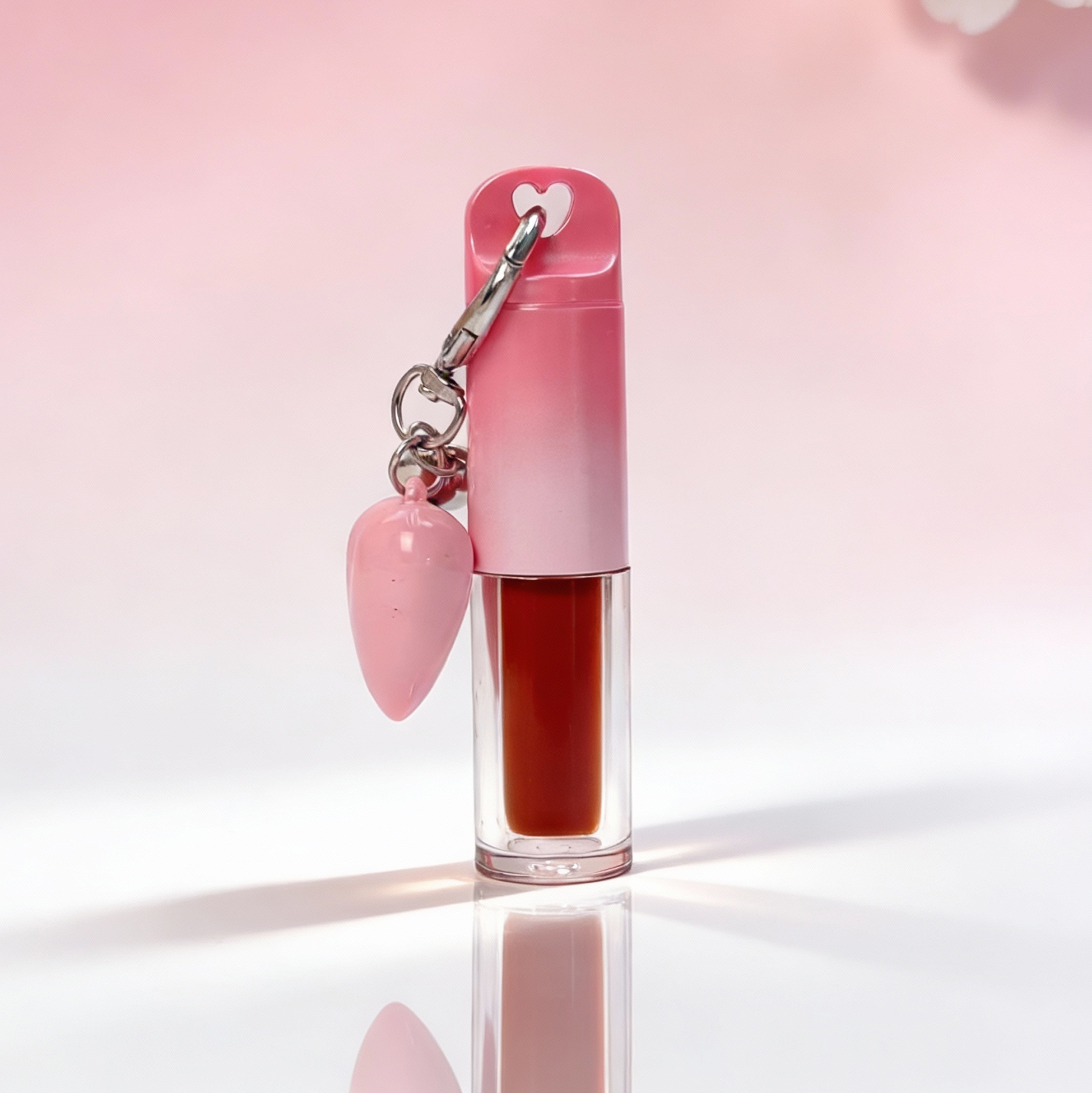 Heart Charm Lip Gloss Keychain Portable Refillable Lip Gloss Dispenser