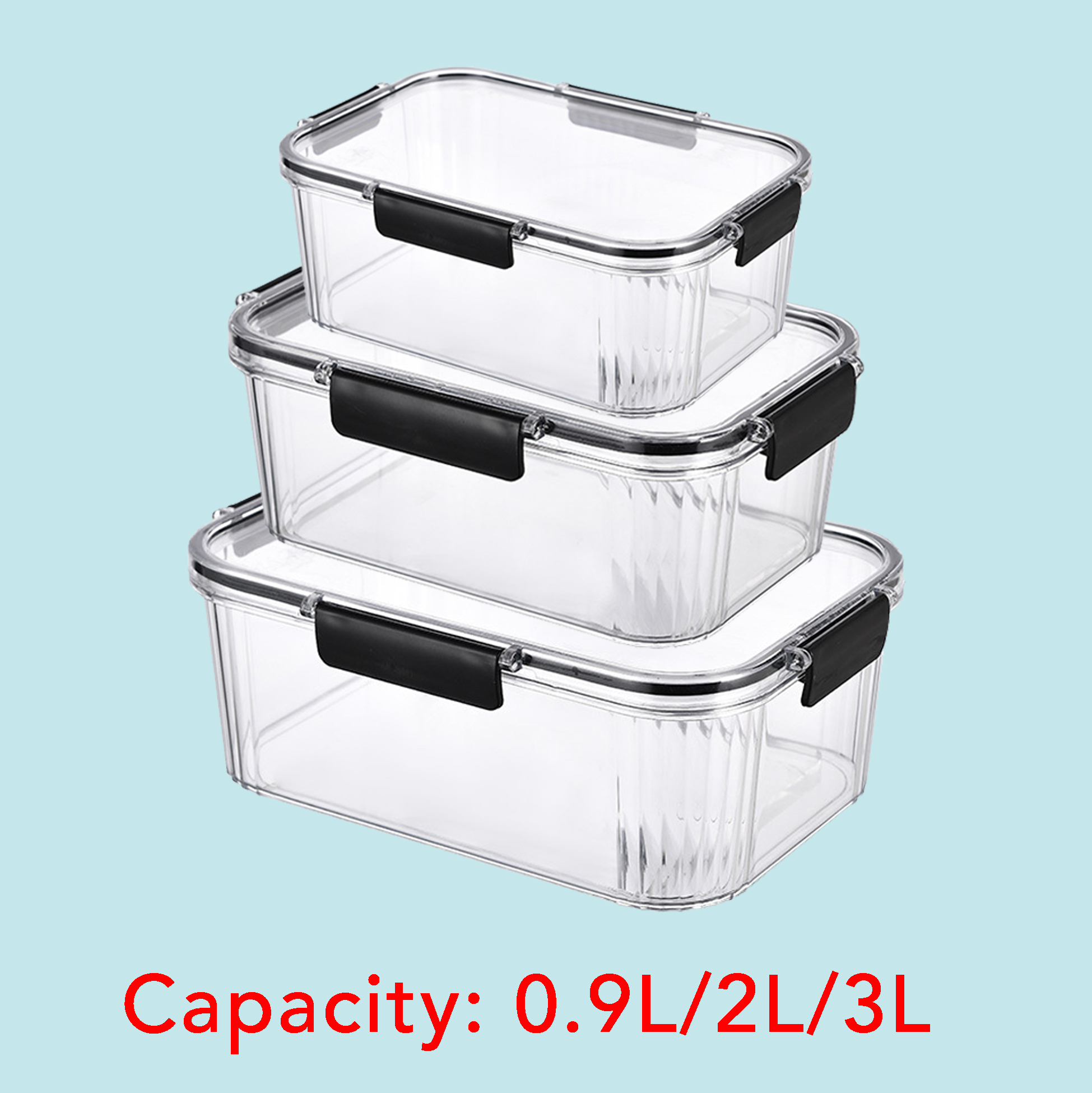 3-pcs Airtight Refrigerator Container Set Stackable Airtight Food Storage Containers
