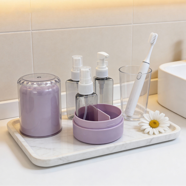 4-in-1 Lavender Travel Bottle Set Transparent Liquid Dispenser Bundle