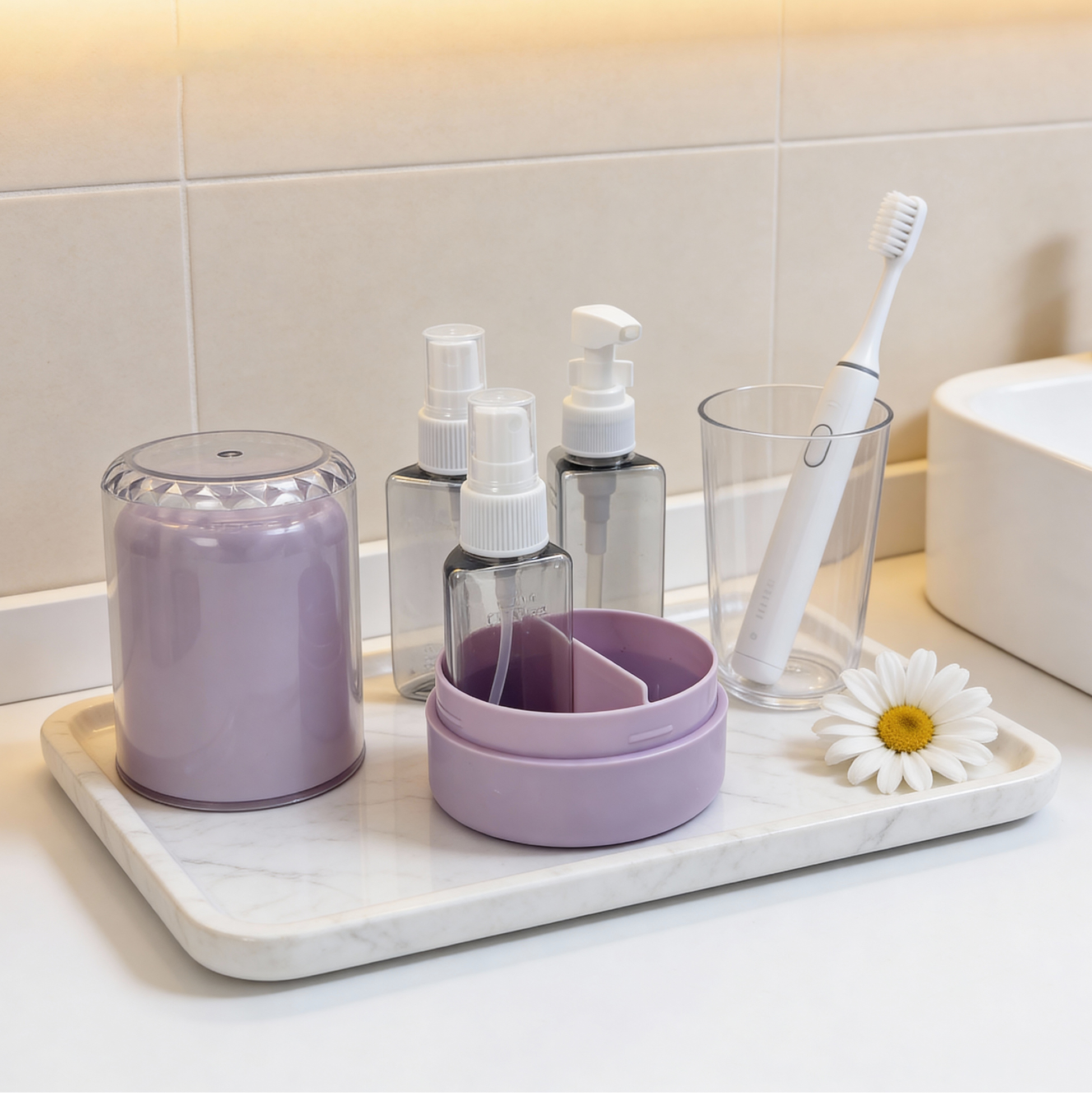 4-in-1 Lavender Travel Bottle Set Transparent Liquid Dispenser Bundle