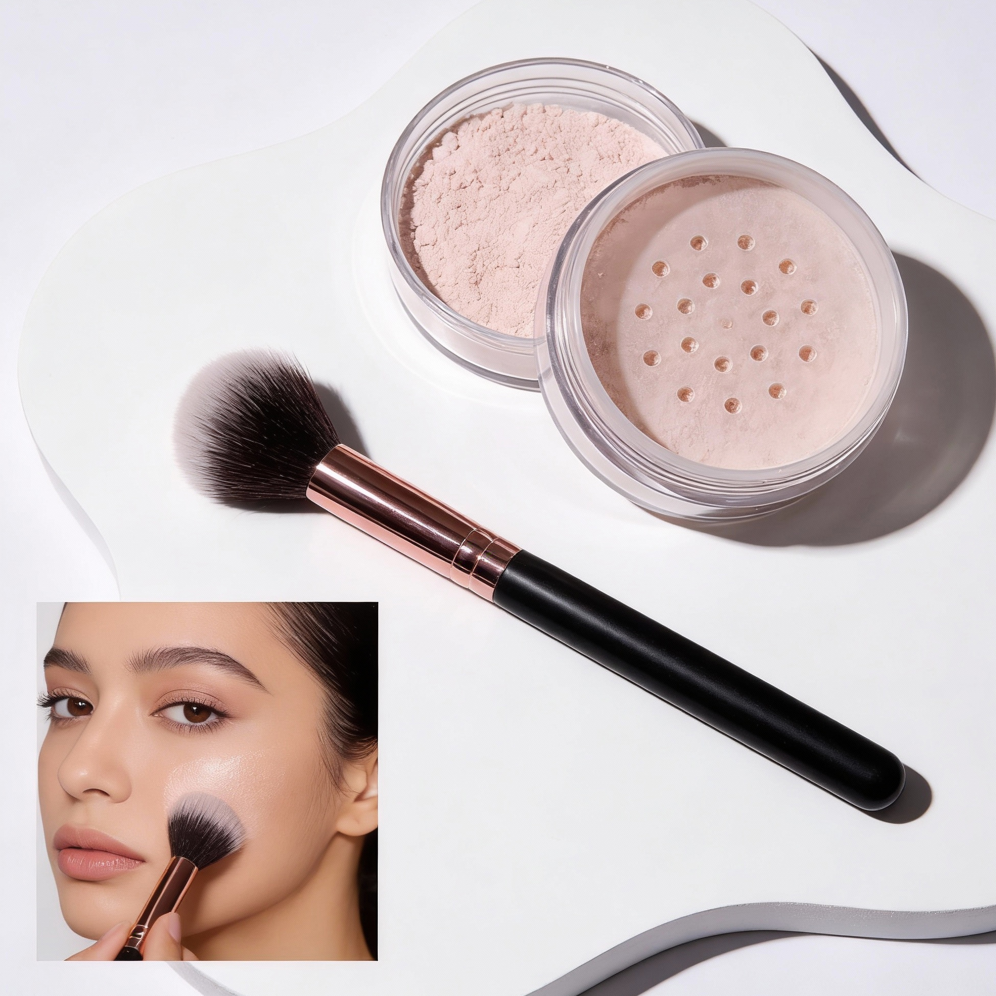 Set of 5 Makeup Brush & Sponge with Cleaning Pad