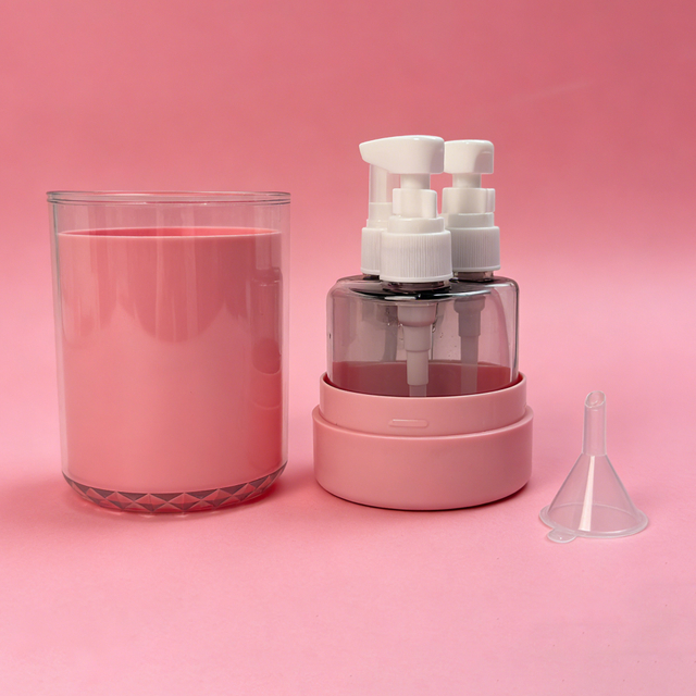 3-in-1 Pink Travel Bottle Set Funnel-included Toiletry Dispenser Kit
