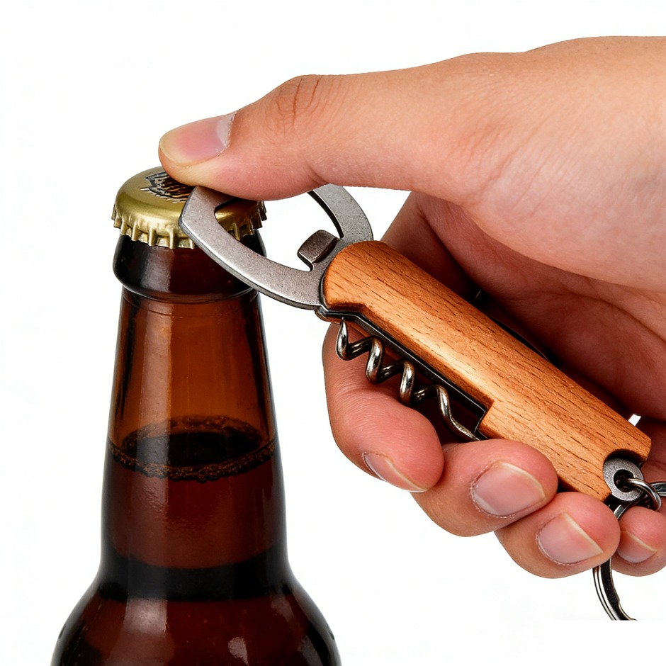Wood-handle 4-in-1 Multi-tool Keychain