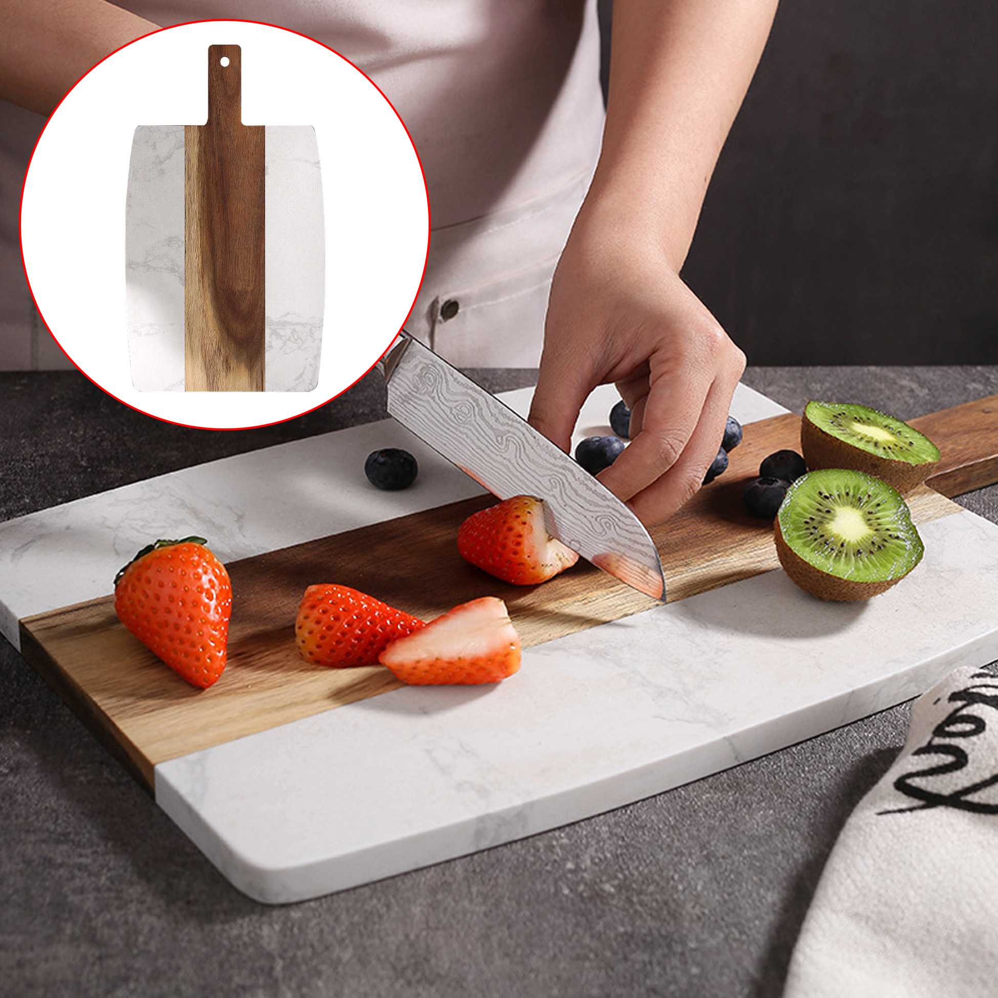 Marble & Wood Striped Cutting Board
