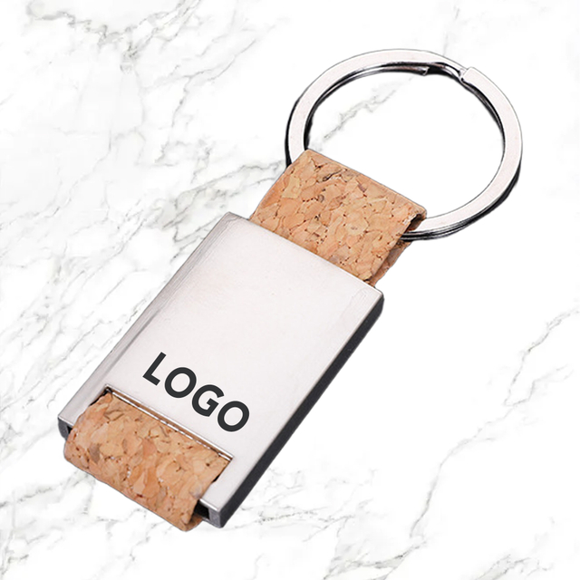 Cork And Metal Keychain Custom Logo Keychain