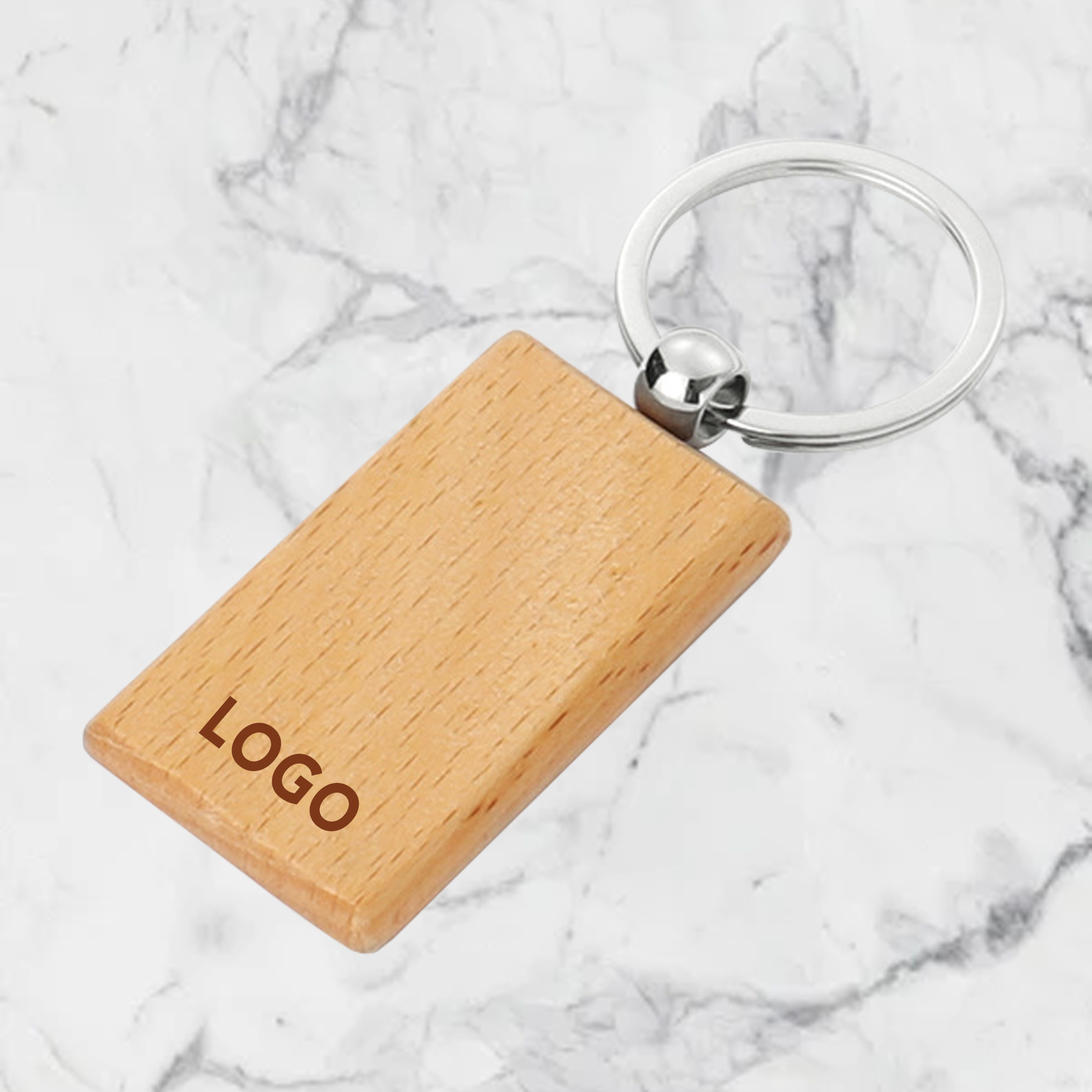 Rectangular Wooden Keychain Custom Logo Wooden Keychain