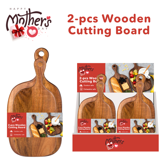 2-piece Wooden Handle Cutting Board Set