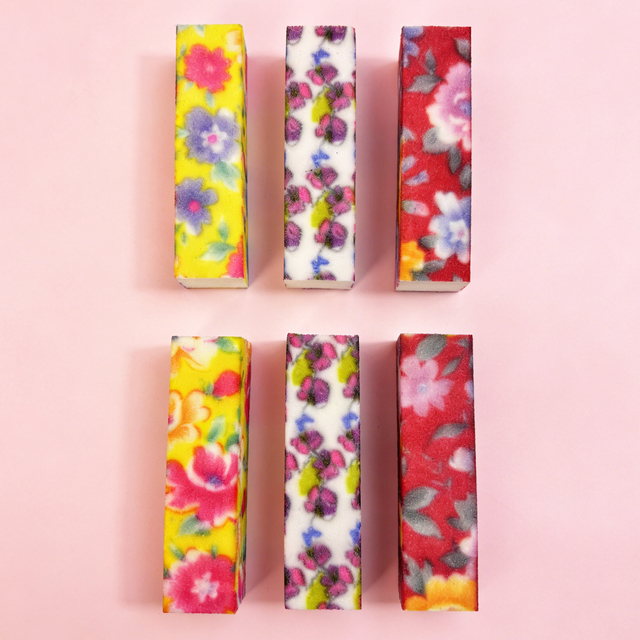 Set of 3 4-Way Nail Buffer Block Floral Print Nail Buffer