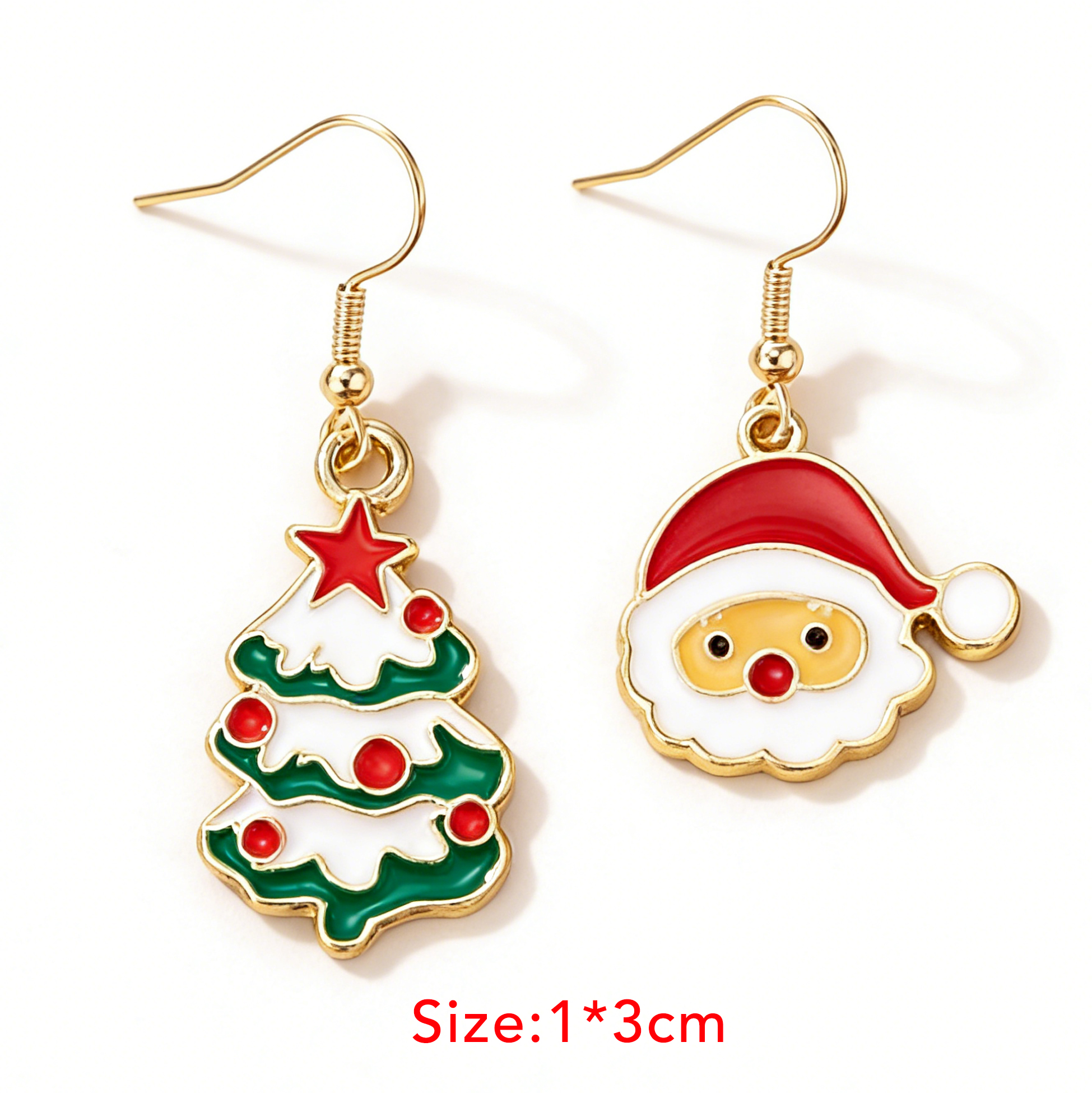 Christmas Santa Claus & Christmas Tree Dangle Earrings