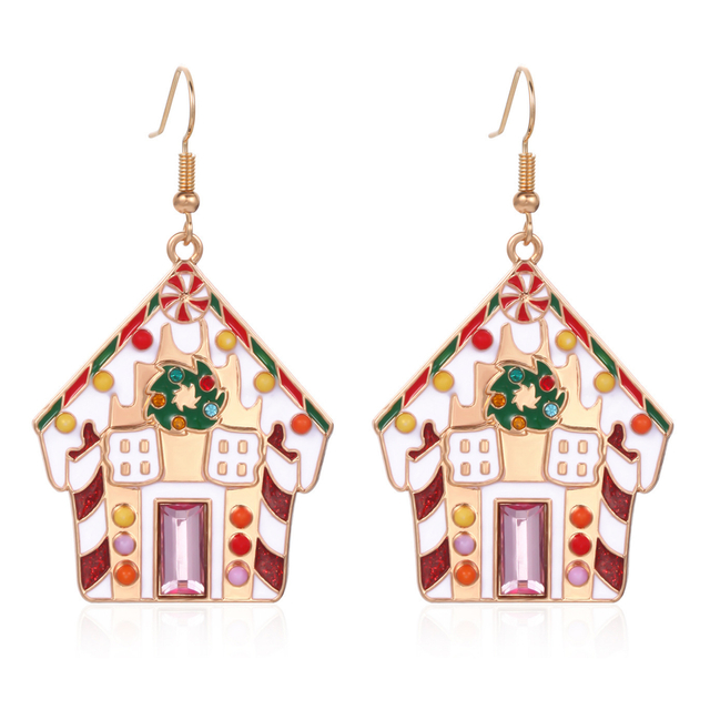 Christmas Gingerbread House Dangle Earrings