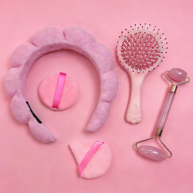 Set of 5 Pink Rose Quartz Beauty Set