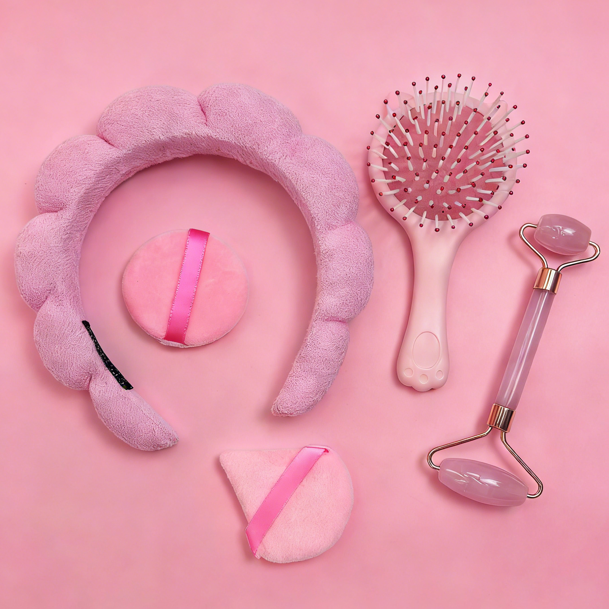 Set of 5 Pink Rose Quartz Beauty Set