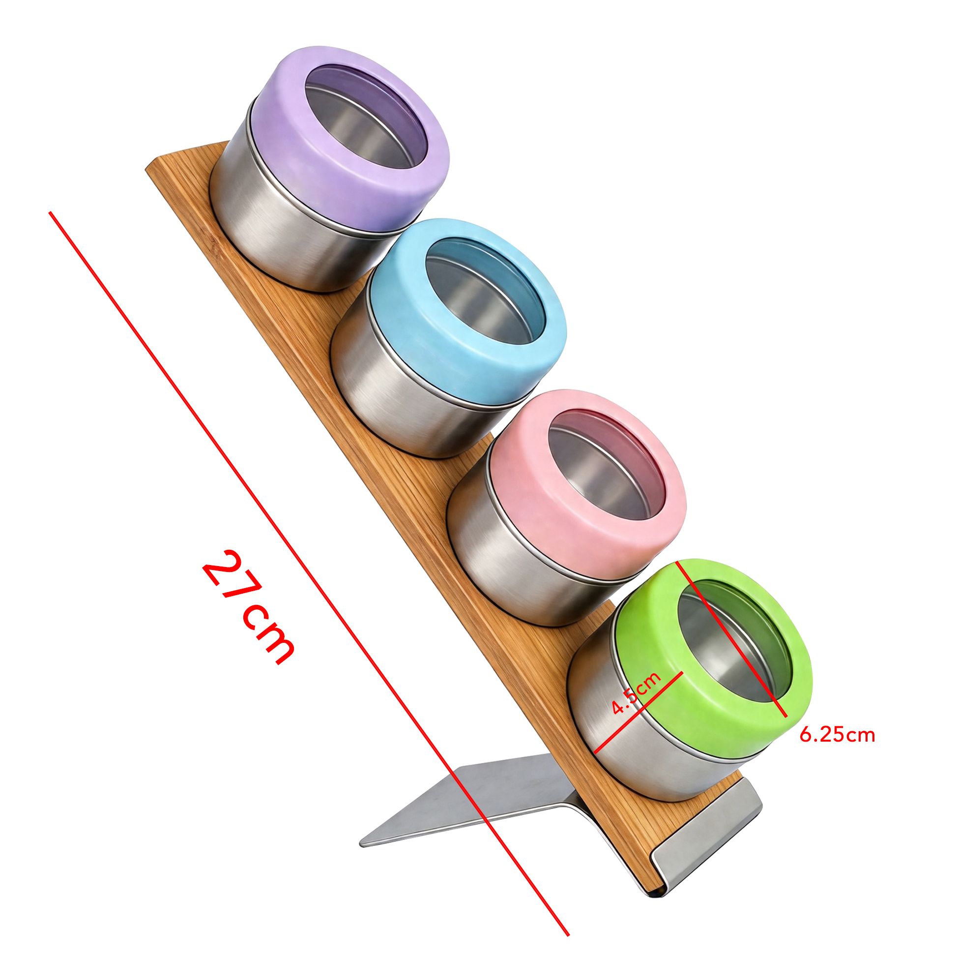Magnetic Spice Jars Set of 5 with Stander