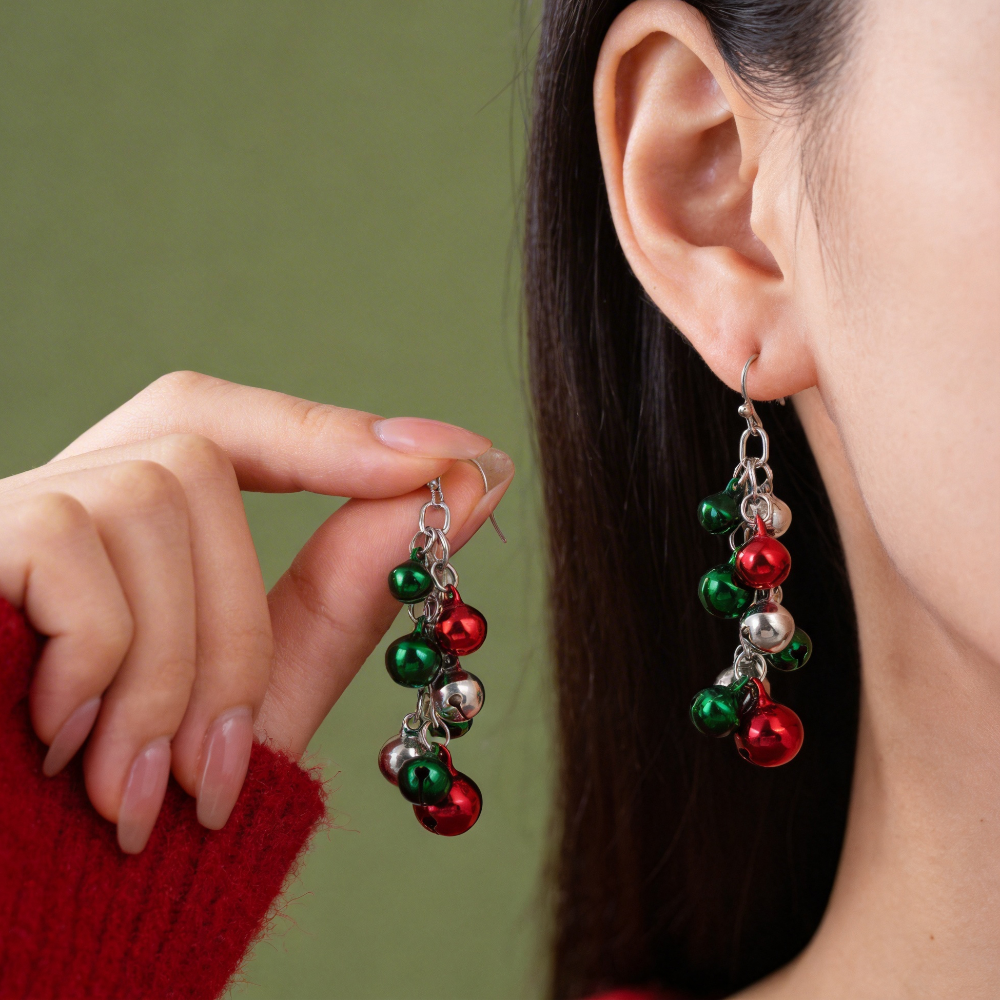 Christmas Jingle Bell Cluster Dangle Earrings