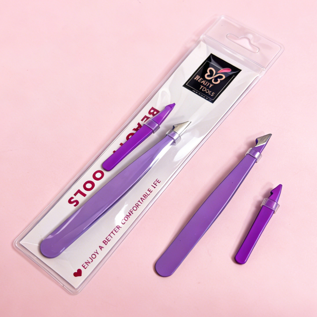 Slant Tip Tweezer Purple Eyebrow Tweezer