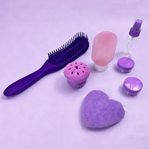 Set of 7 Purple Travel Beauty Set