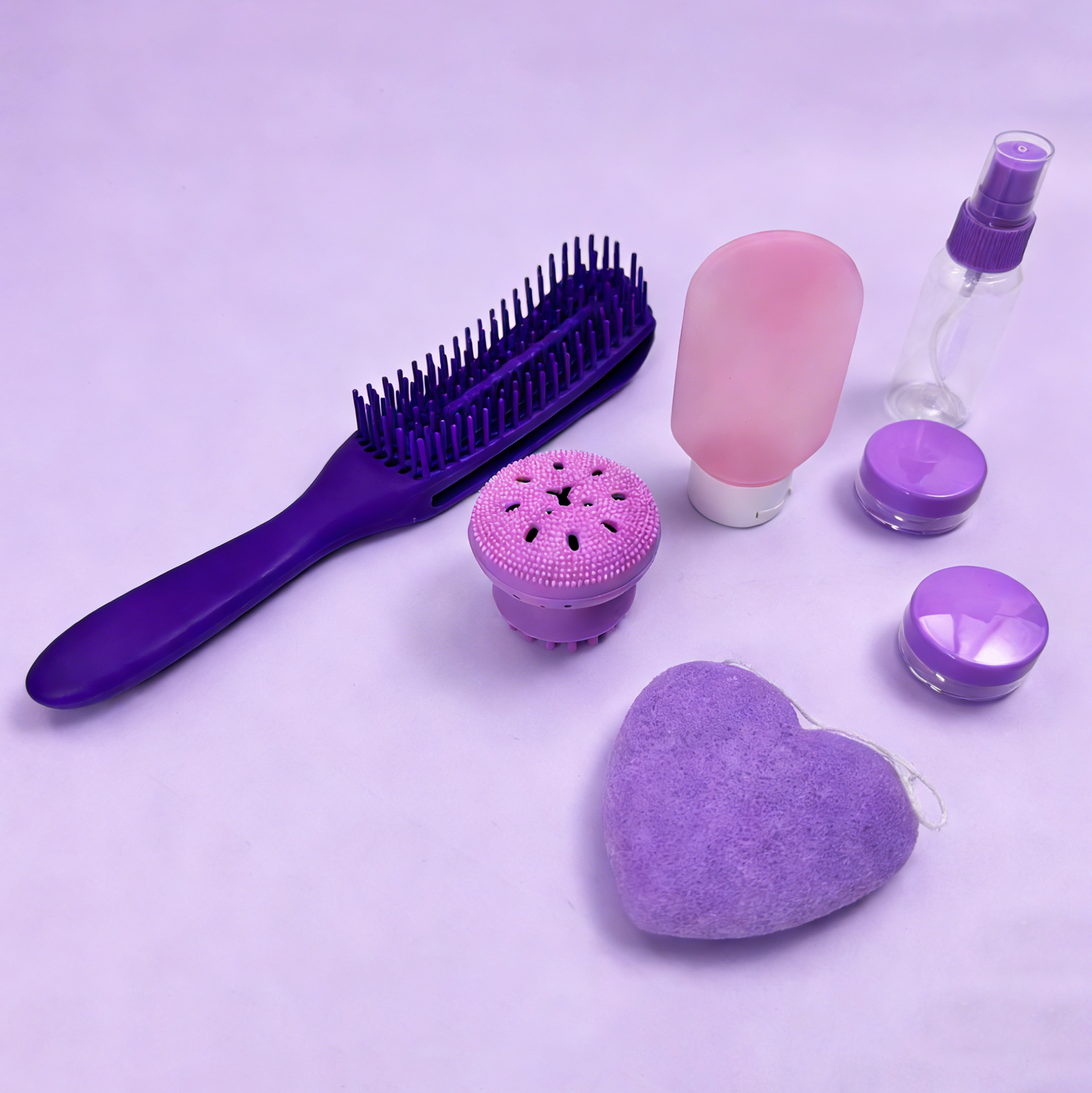 Set of 7 Purple Travel Beauty Set