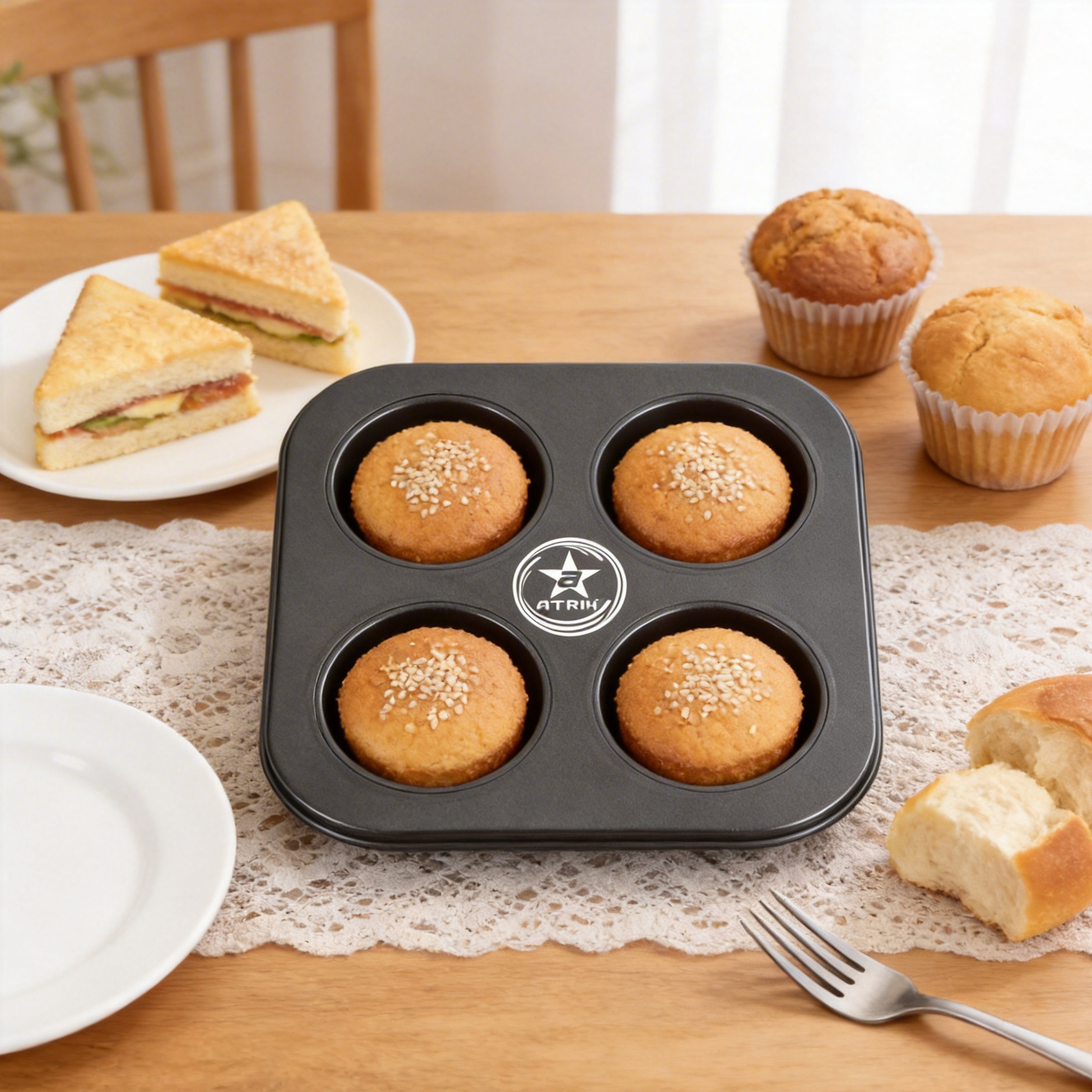 ATRIH 4-Cup Non-Stick Muffin Pan