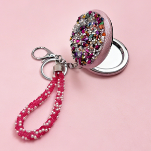Gemstone-Embellished Compact Mirror