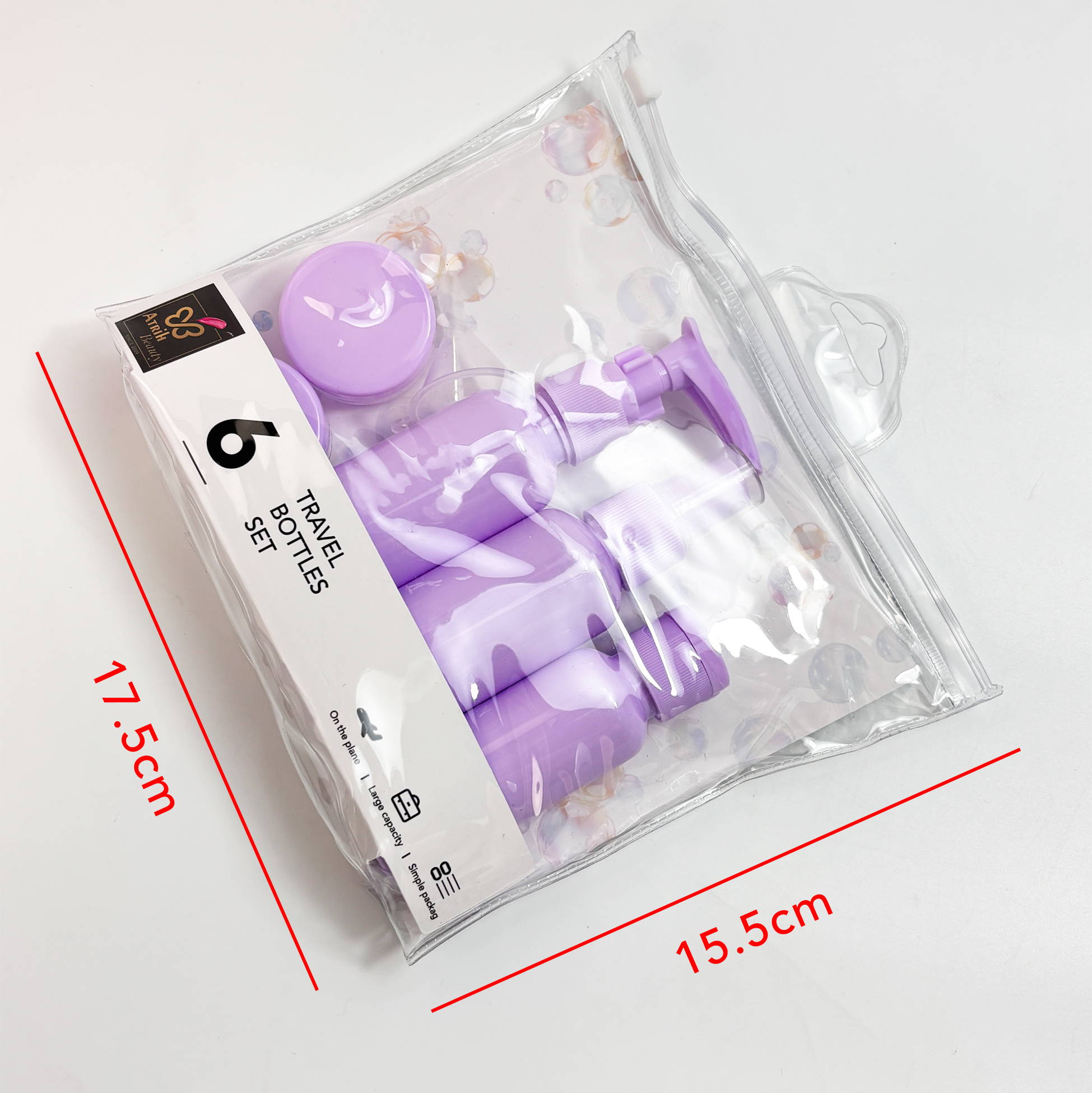 6 PCS Purple Travel Bottles Set