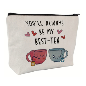 Cute Tea Pun Cosmetic Pouch with Zipper