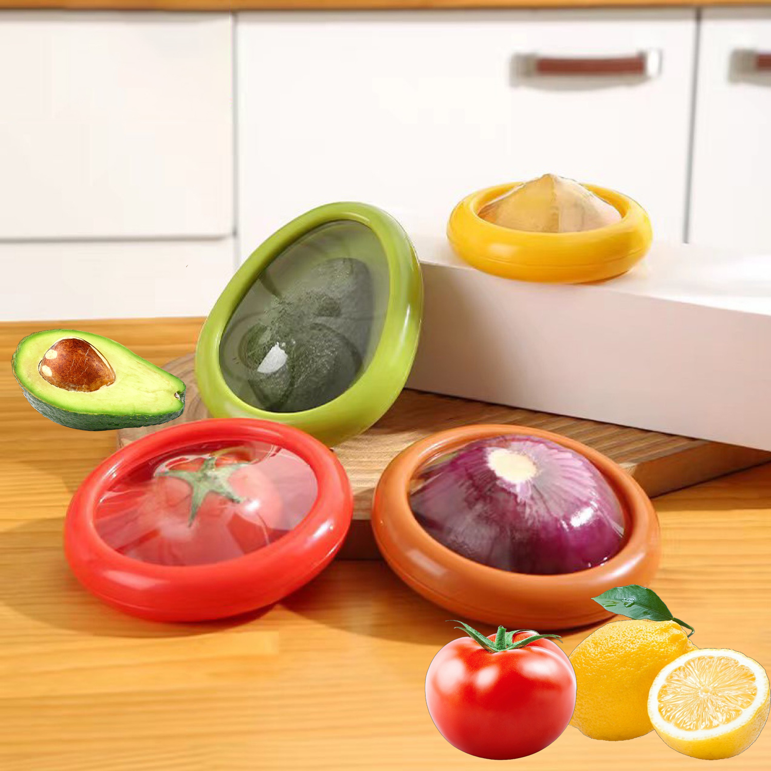 Kitchen Storage Box Fruit Vegetable Crisper Avocado Lemon Tomato Onion Fresh-Keeping For Container