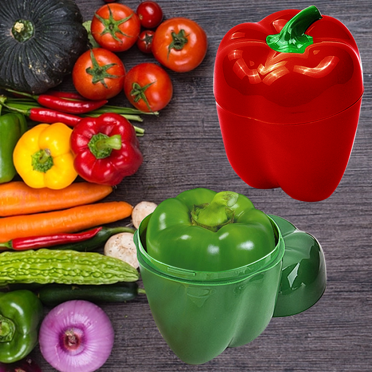 Vegetable Shaped Storage Container Green Pepper Keep Fresh
