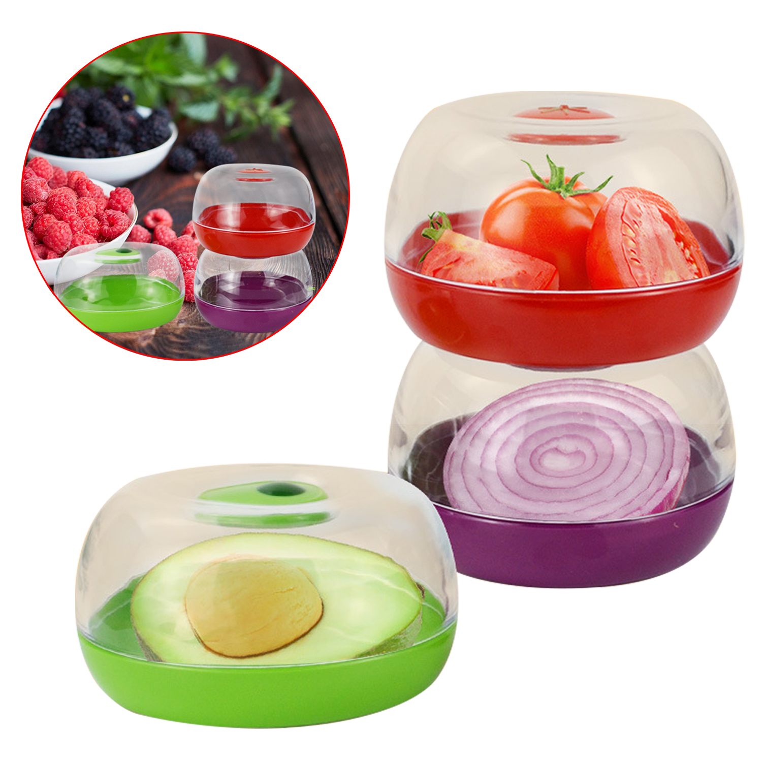 Airtight Food Containers Avocado Tomatoes Onion 