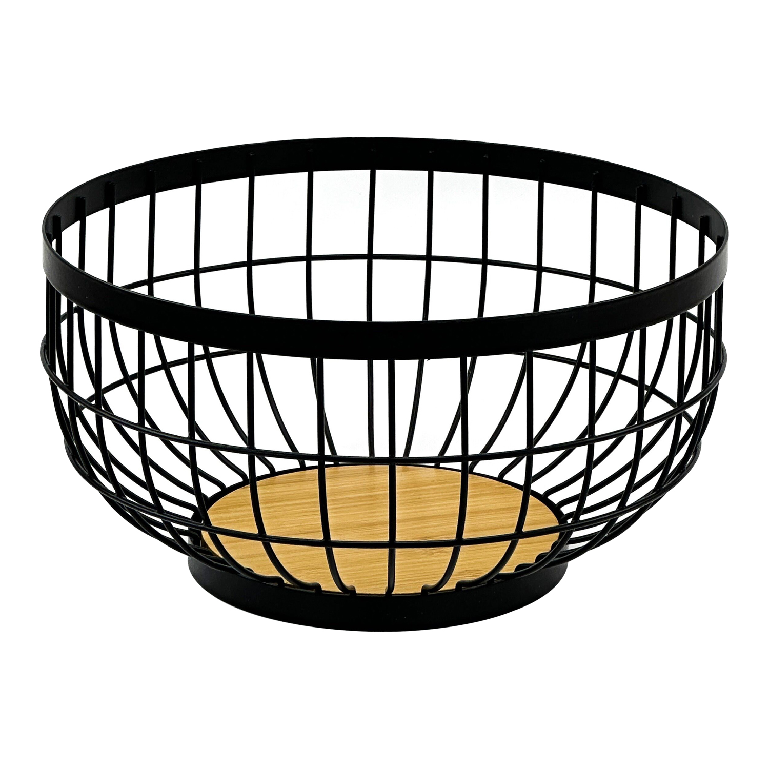 3pcs Metal Storage Basket with Wood Base Storage Basket Paper Towel Holder Round Kitchen Utensils Holder Metal With Wood