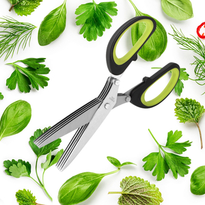 5 Blade Kitchen Salad Scissors, Herb Scissors, Muti Layers Stainless Steel Vegetable Cutting Tool, Kitchen Cutting Scissors with Safety Cover