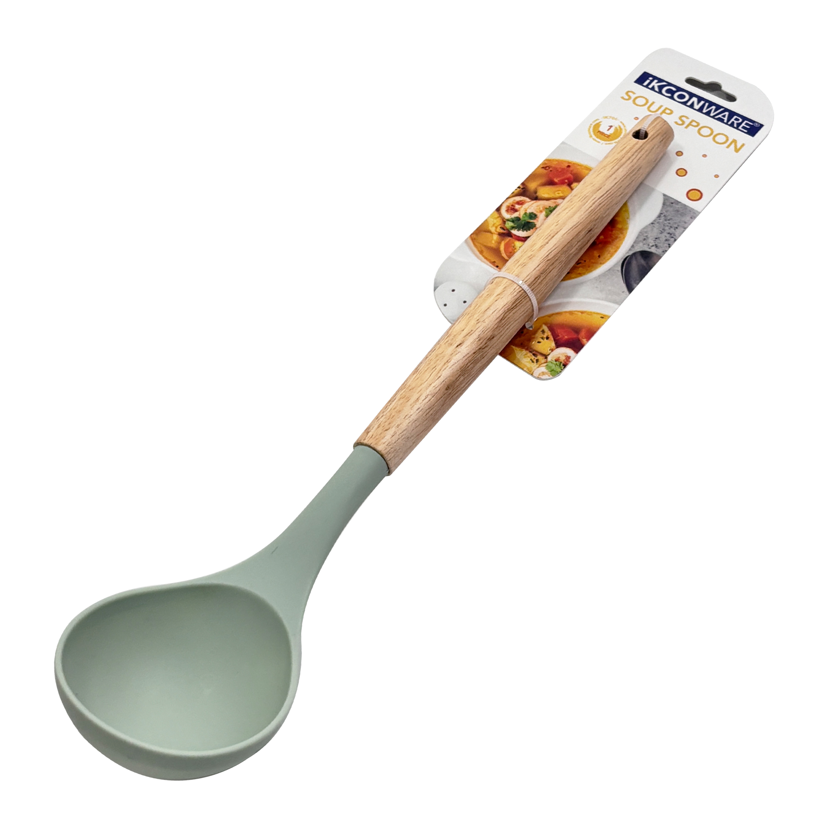 Wooden Handle Silicone Soup Spoon