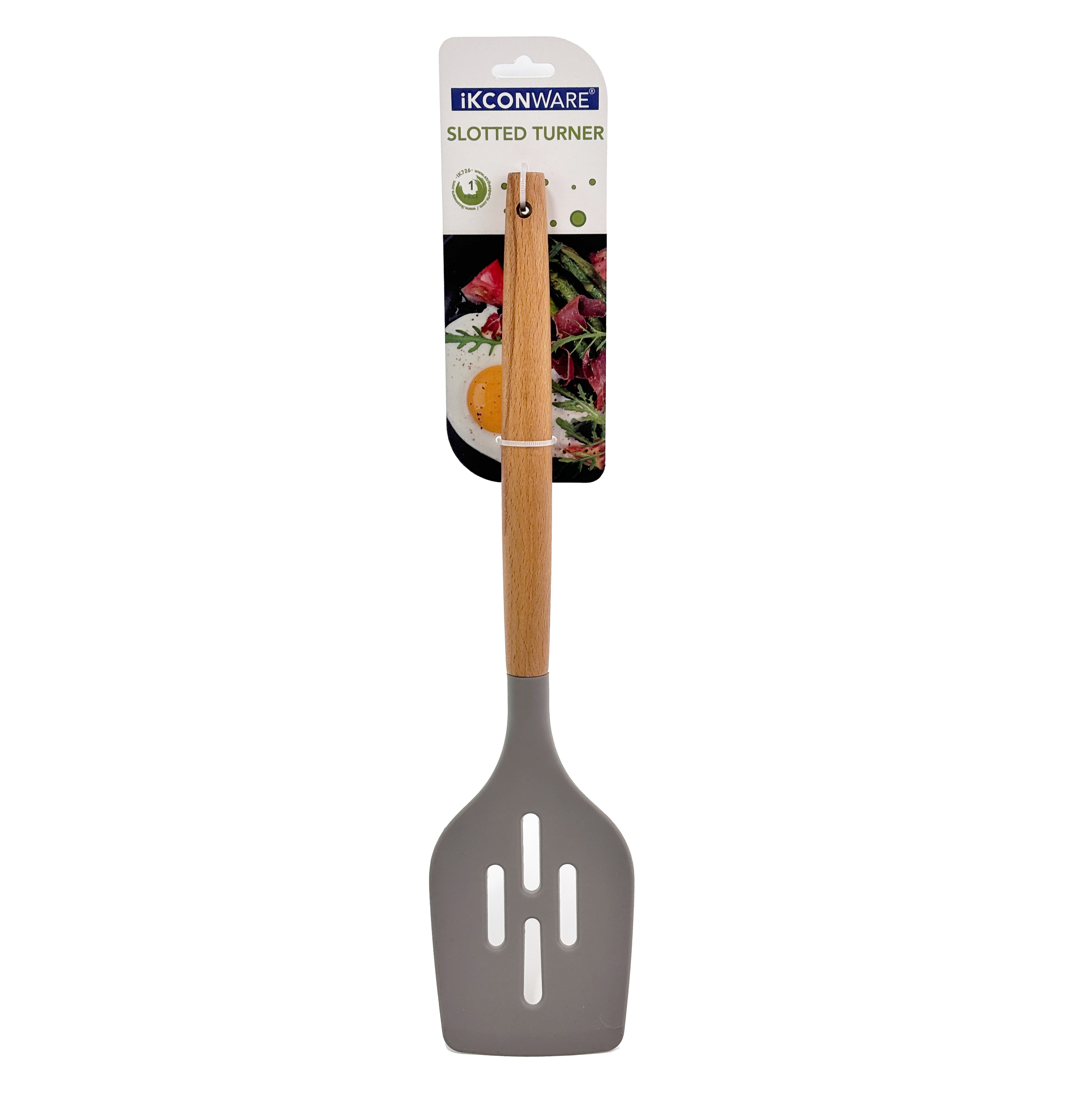 Wooden Handle Silicone Slotted Turner