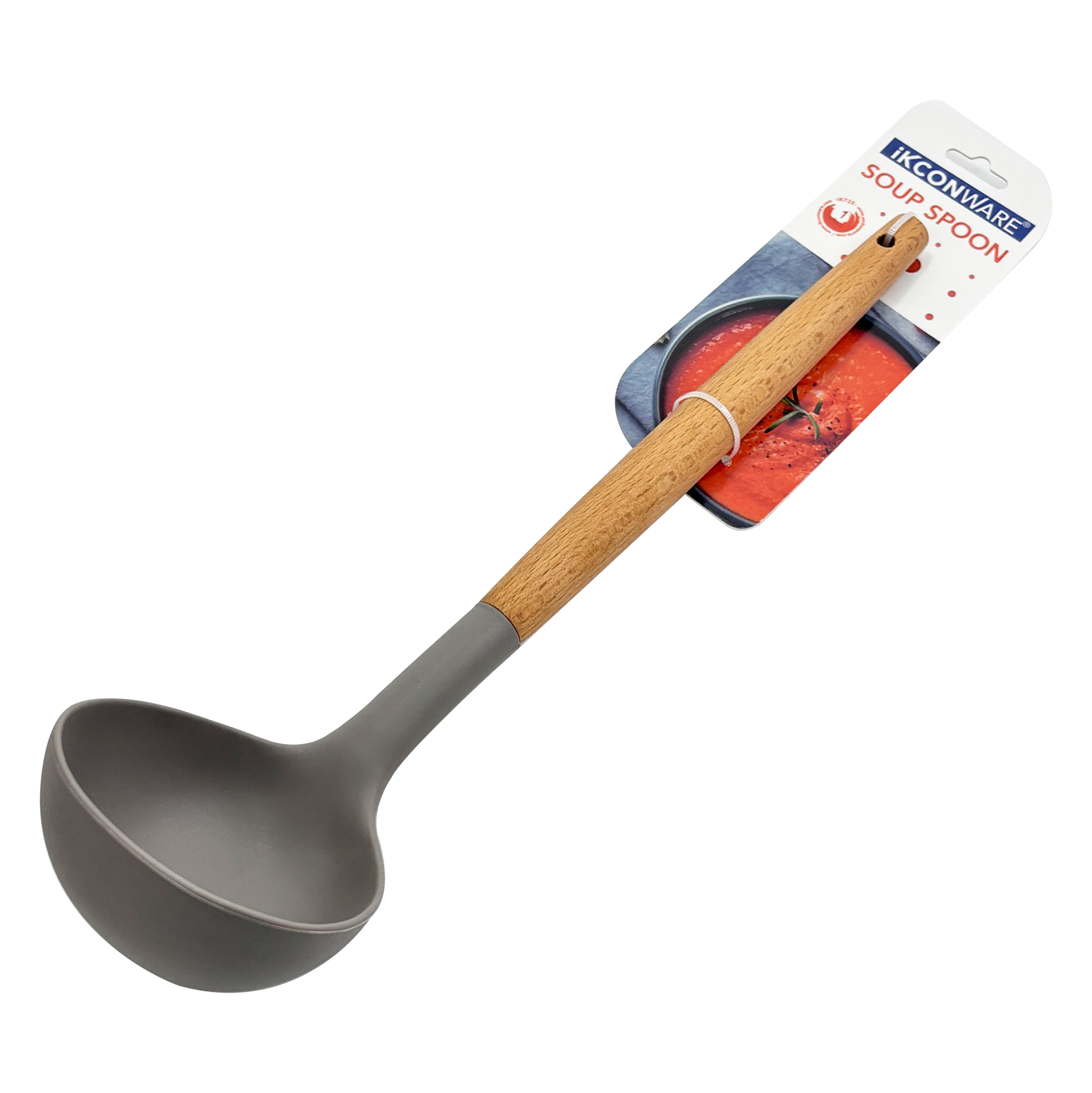 Wooden Handle Silicone Soup Spoon