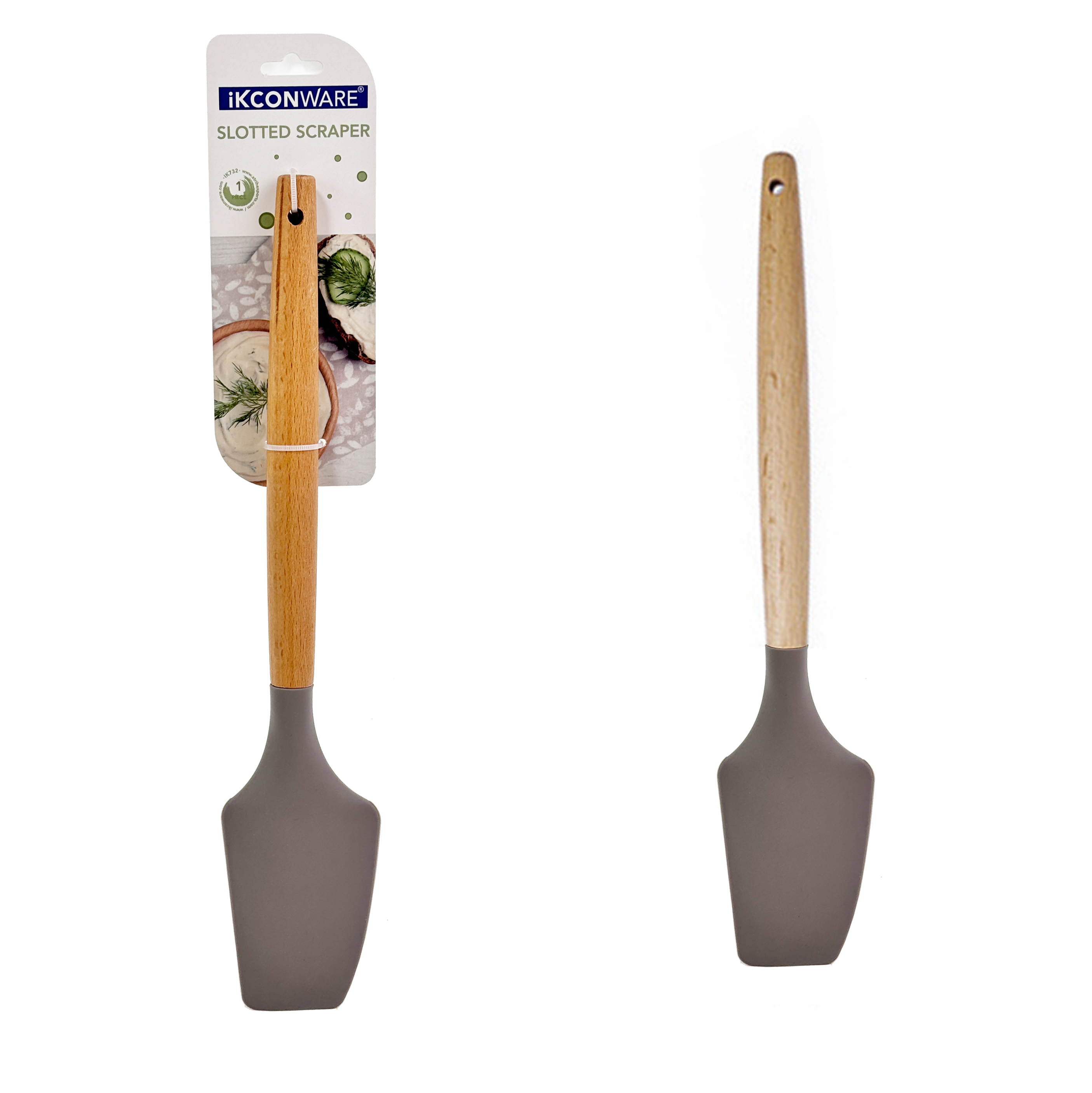 Wooden Handle Silicone Flat Spoon
