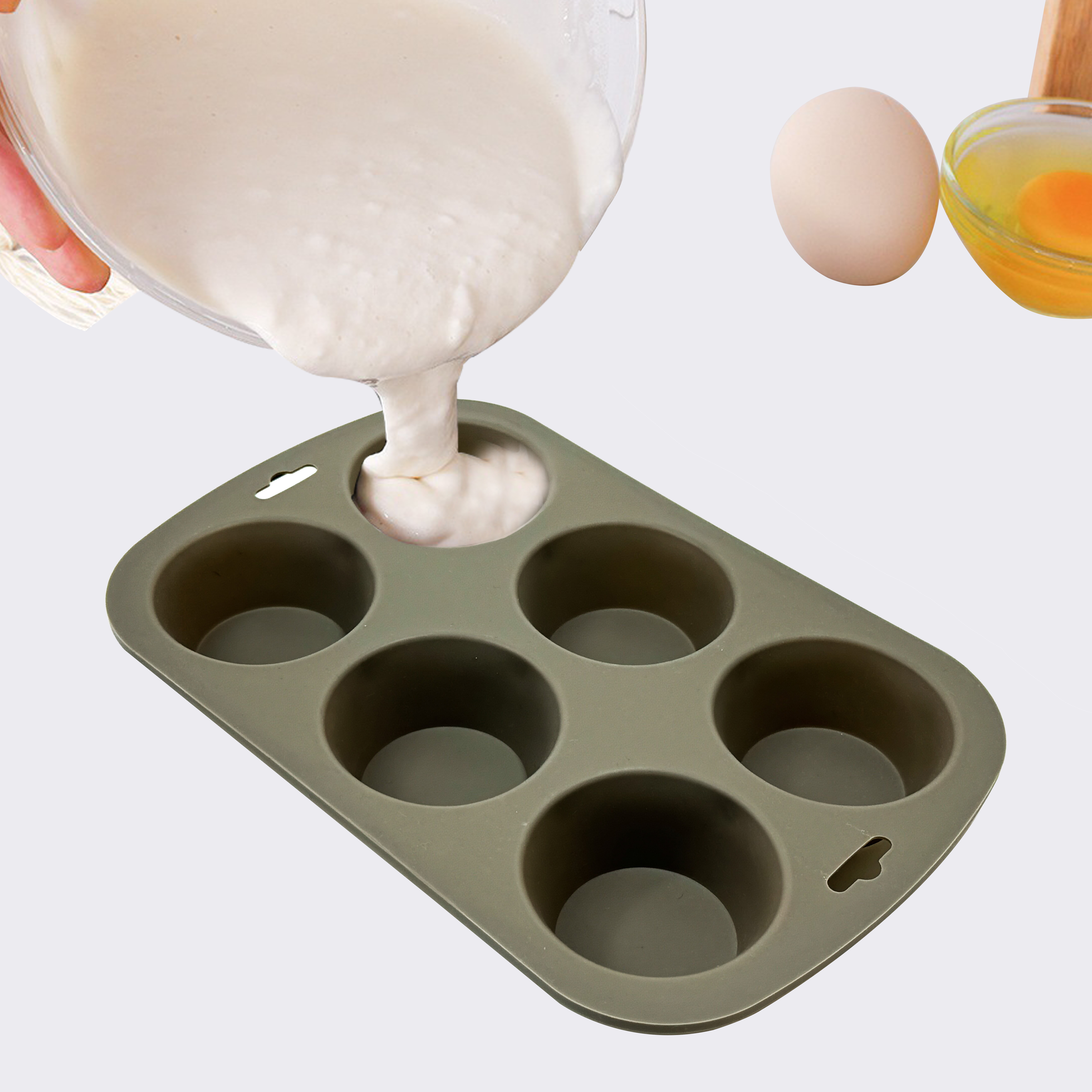 25x16.3cm 6-Cup Silicone Mini Cake Mold - Non-Stick Silicone Baking Pan for Cupcakes, Muffins, And Small Desserts