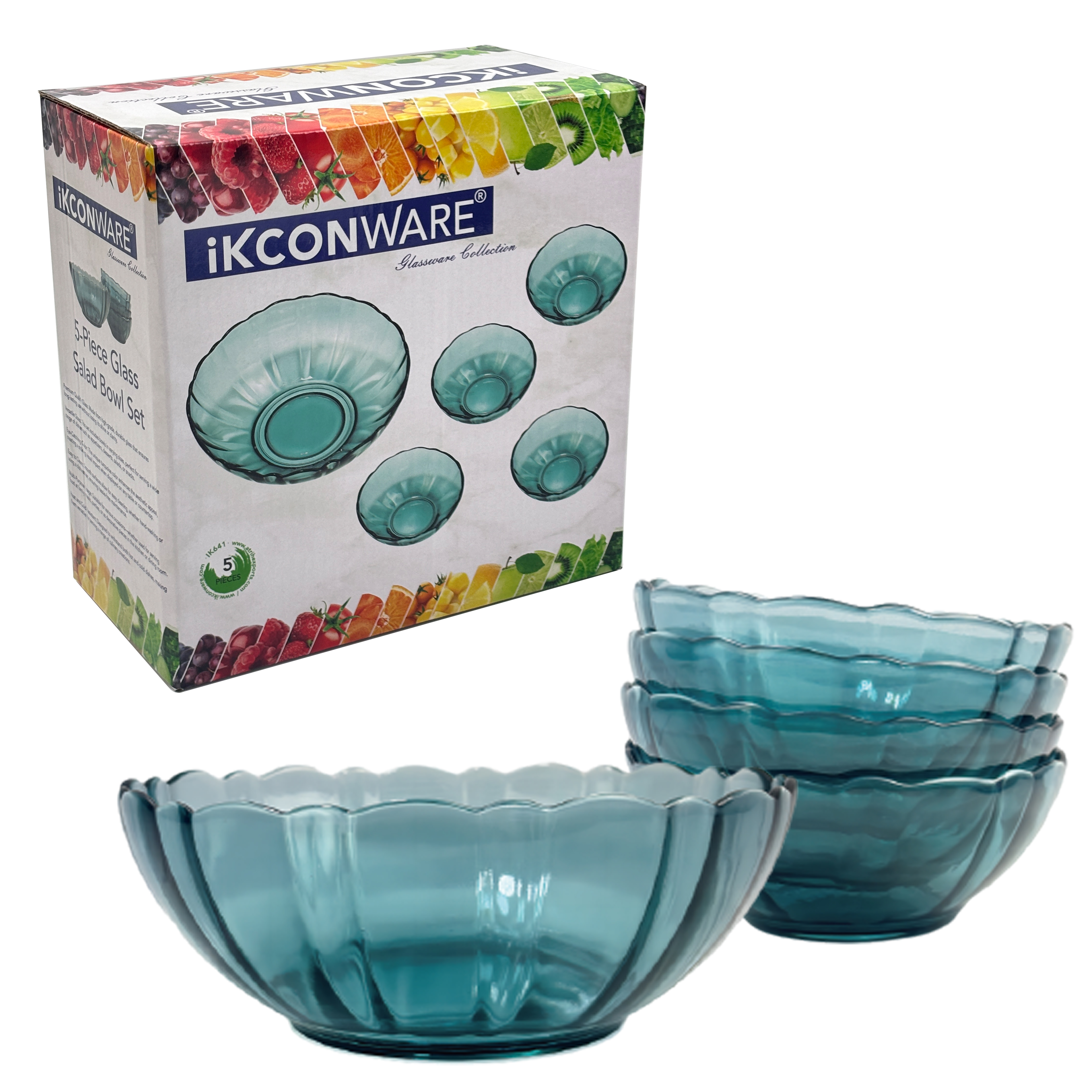 5-Piece Vintage Floral Glass Bowl Set