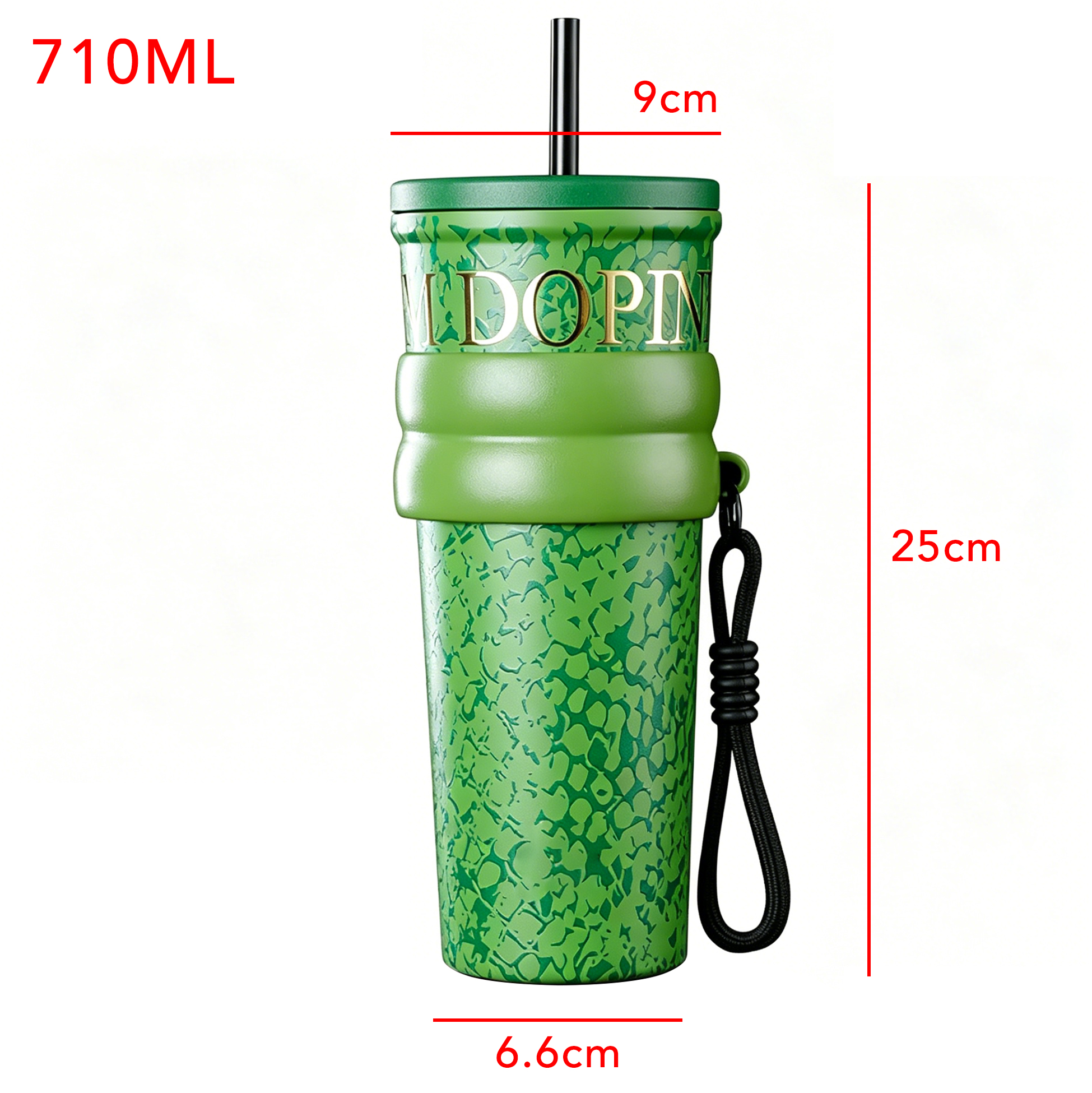 710ML Insulated Stainless Steel Tumbler with Straw & Leak-Proof Lid