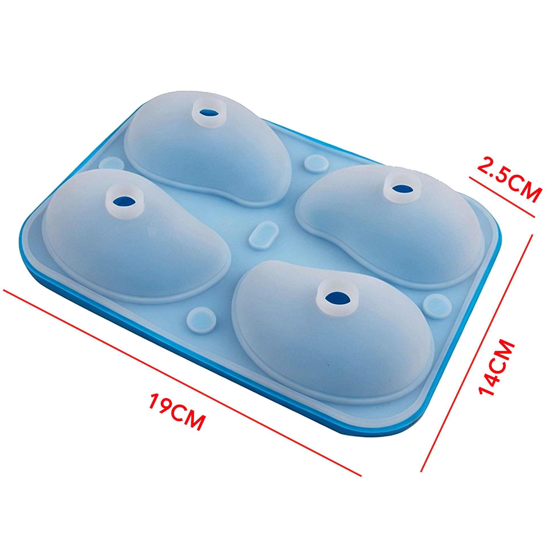 4 Cavity Mango Shaped Silicone Mold with Lid, Food Grade Non-Stick Ice Cube Tray
