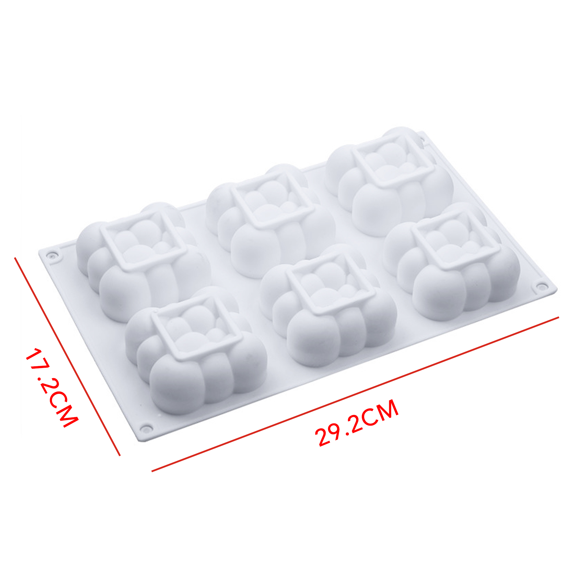 6 Cavity Cloud Silicone Mousse Cake Mold, 3D Bubble Square Silicone Mold