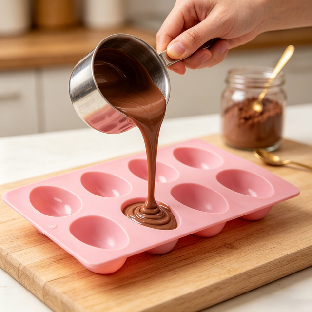 8 Cavity Easter Egg Silicone Mold, Non-Stick Food Grade Silicone Mold
