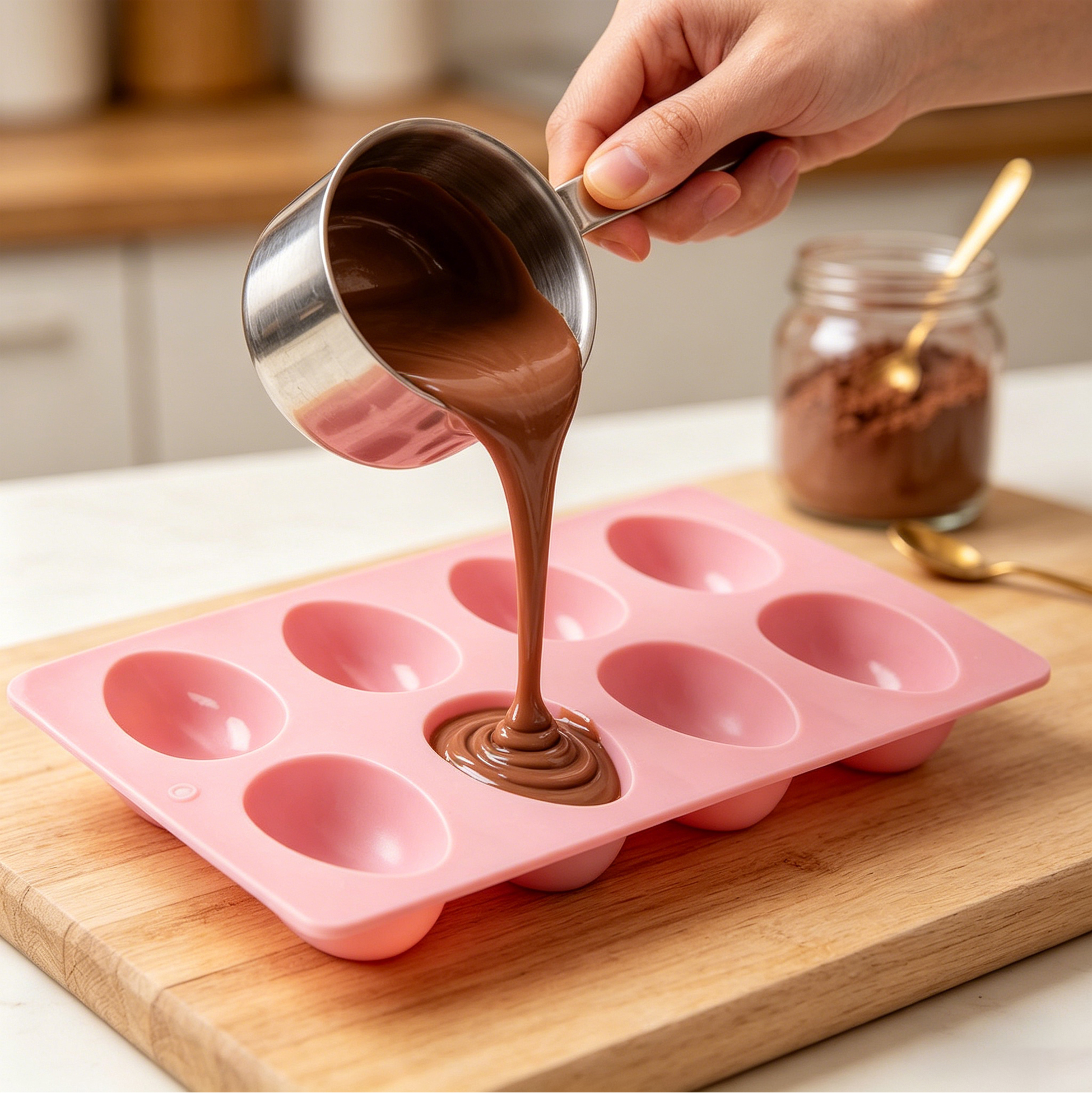 8 Cavity Easter Egg Silicone Mold, Non-Stick Food Grade Silicone Mold