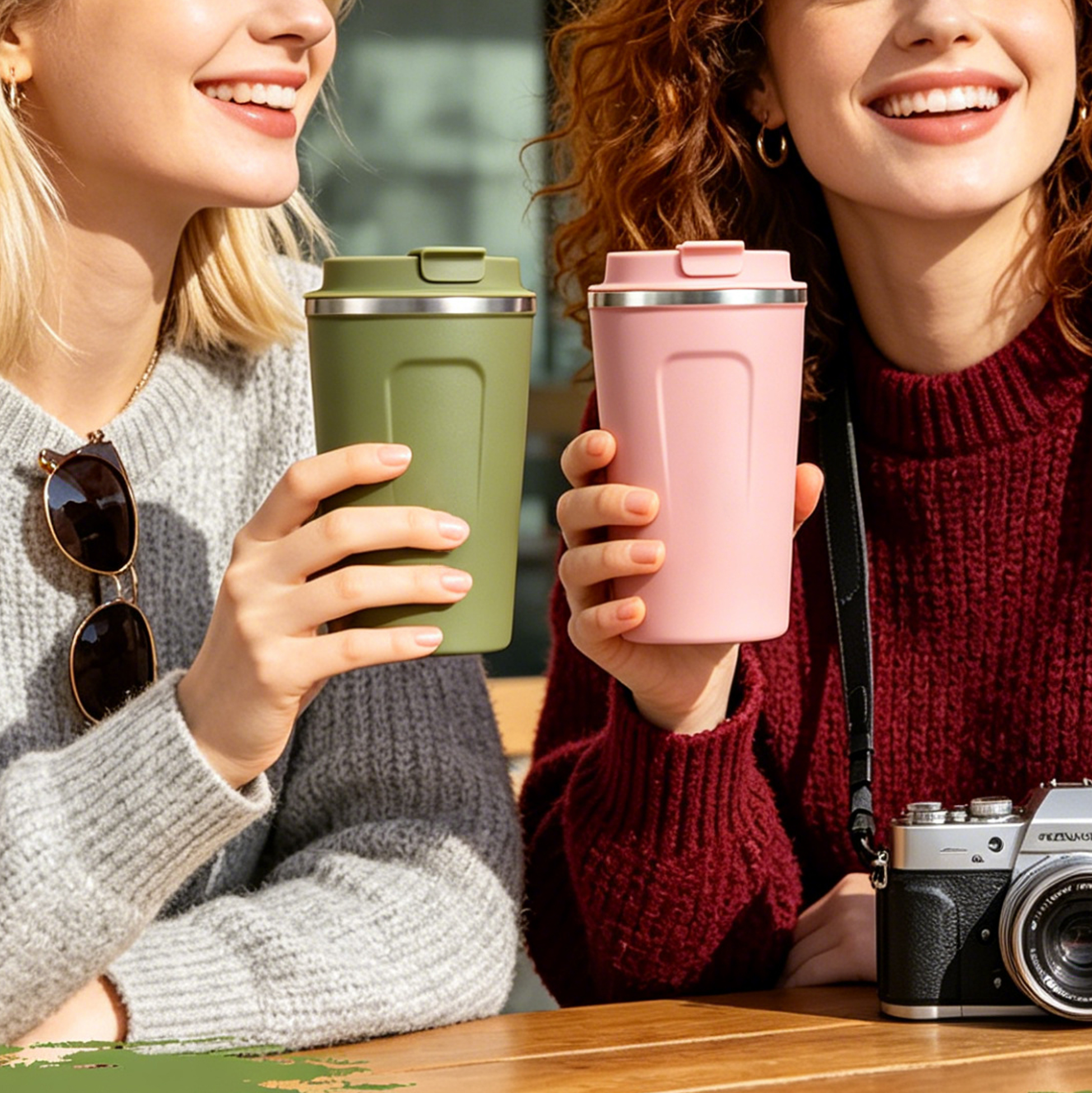 360ML Insulated Stainless Steel Coffee Tumbler with Flip Lid