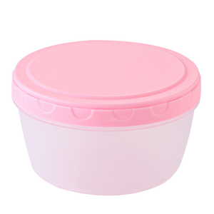 Round Plastic Food Storage Container with Pink Lid
