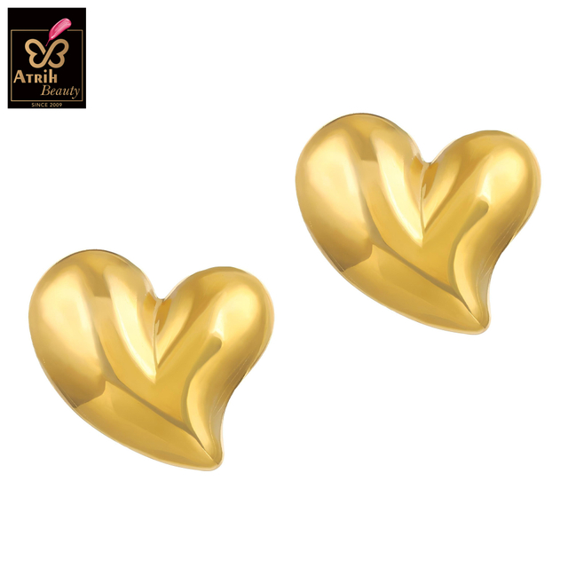 2 Piece Gold Plated Heart Shaped Stud Earrings 