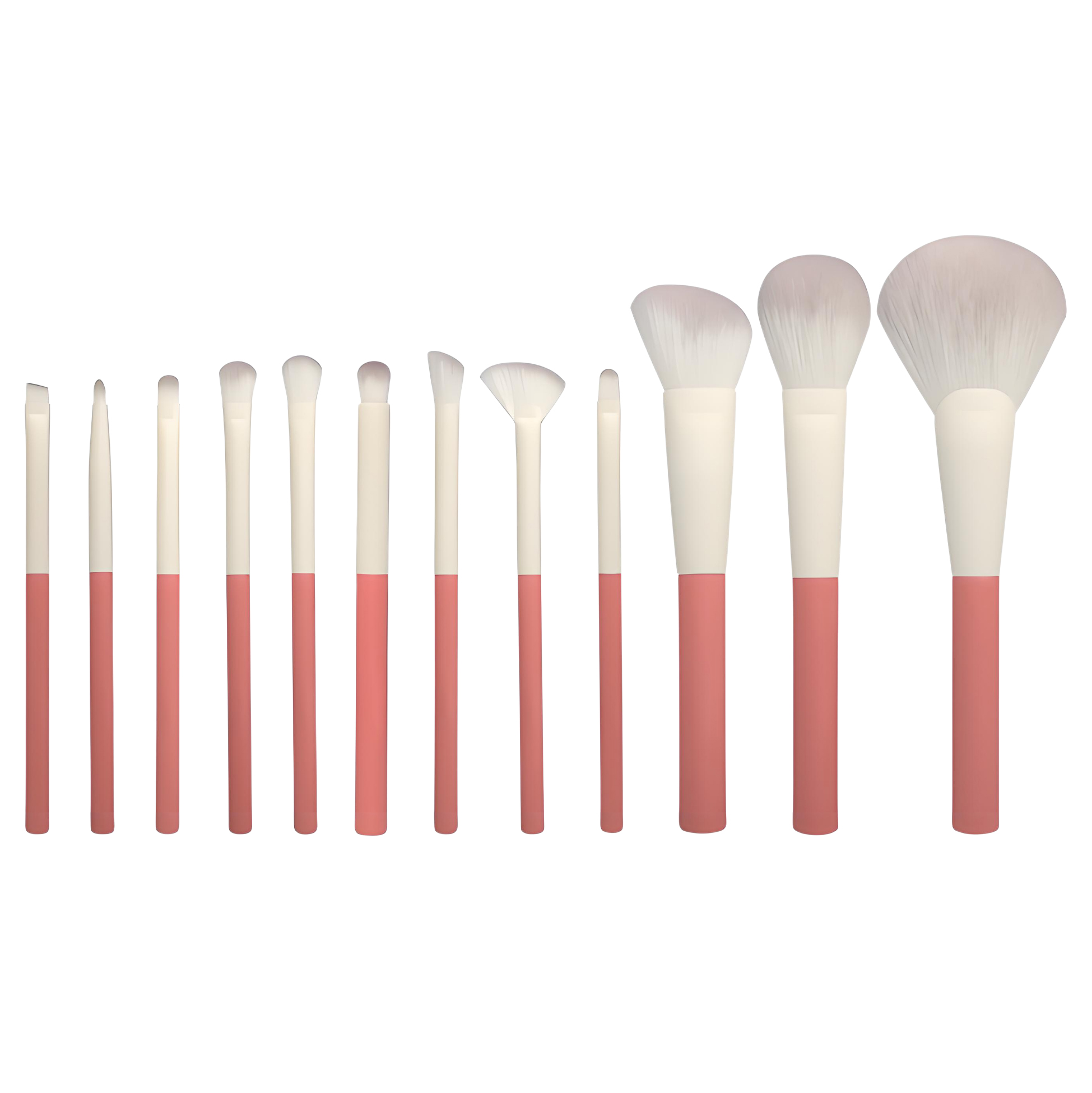 12 Piece Makeup Brush Set with Pink Handles