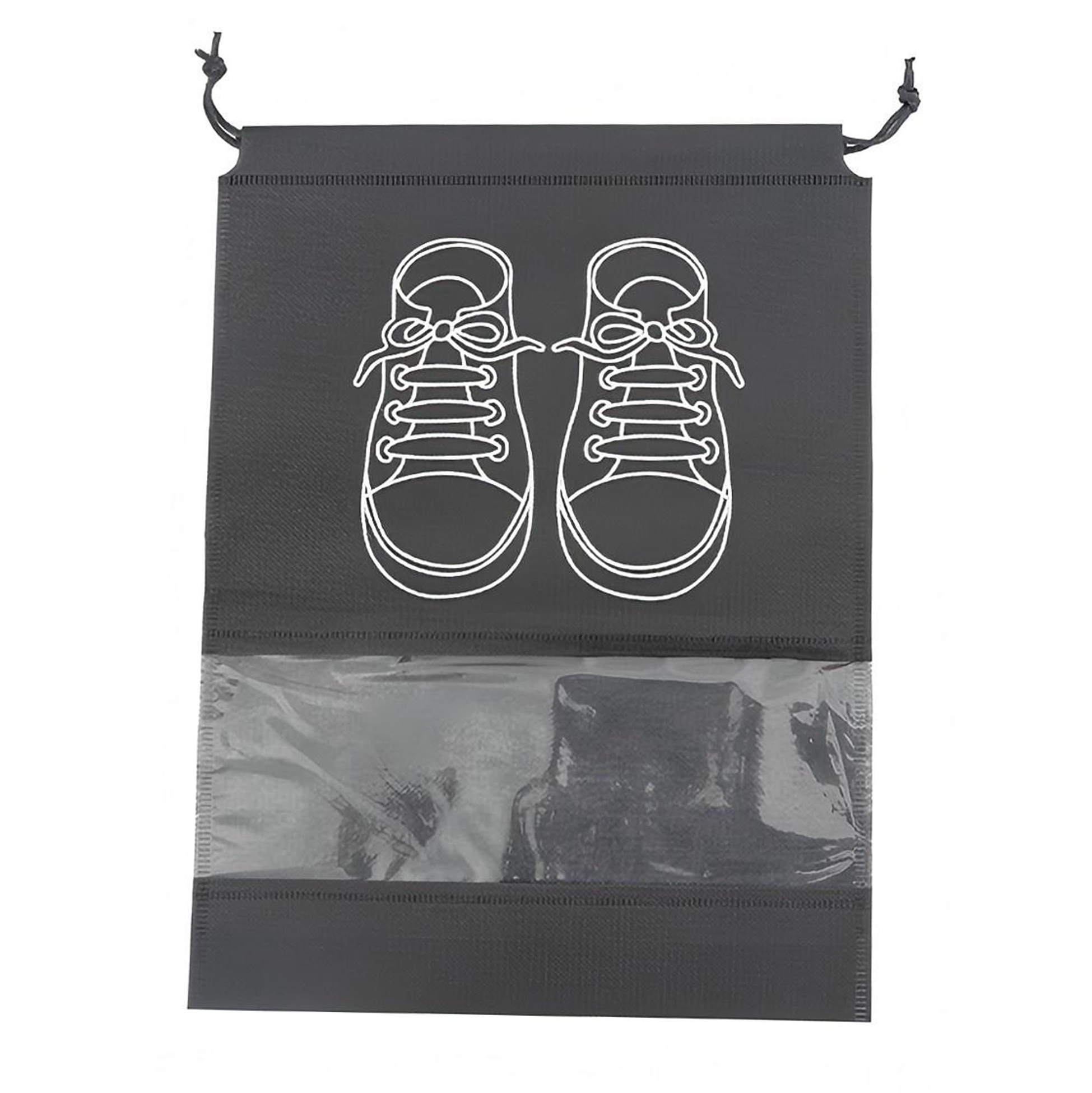 Stylish Black Drawstring Shoe Bag 