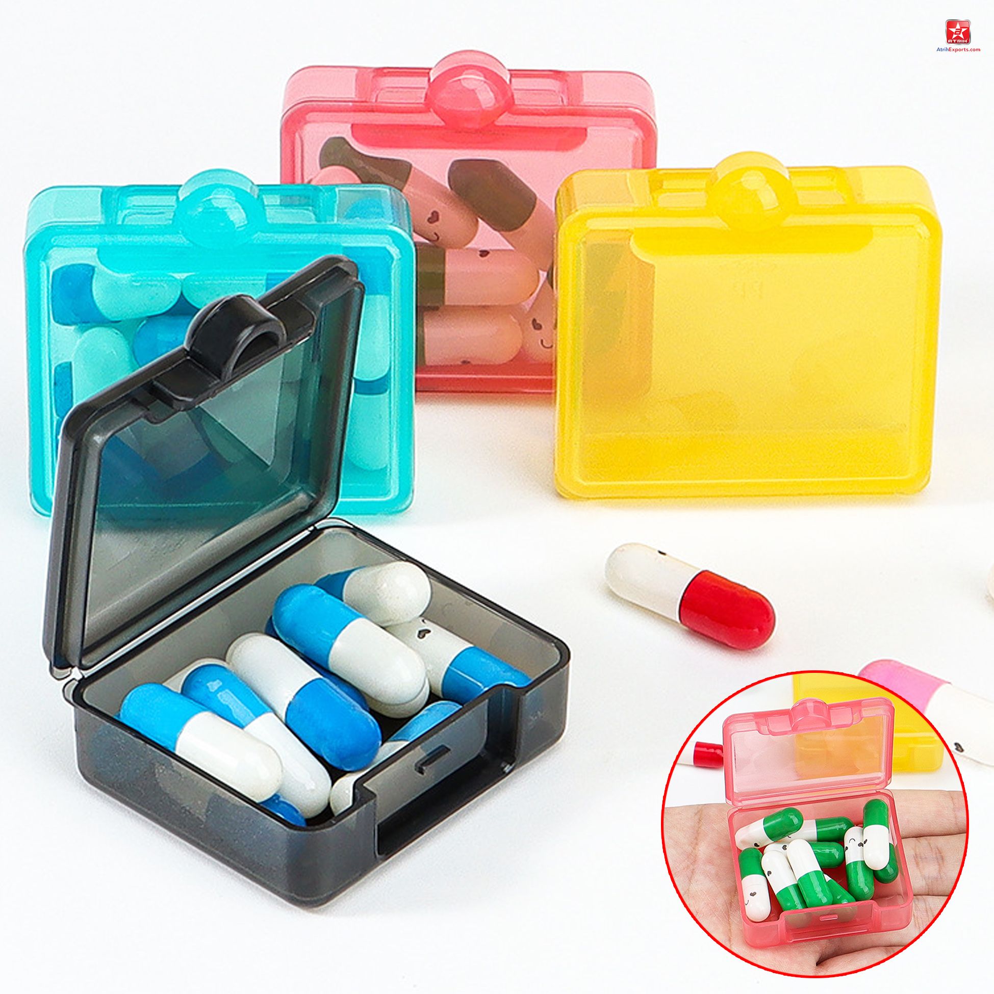 Colorful Plastic Single Compartment Pill Boxes