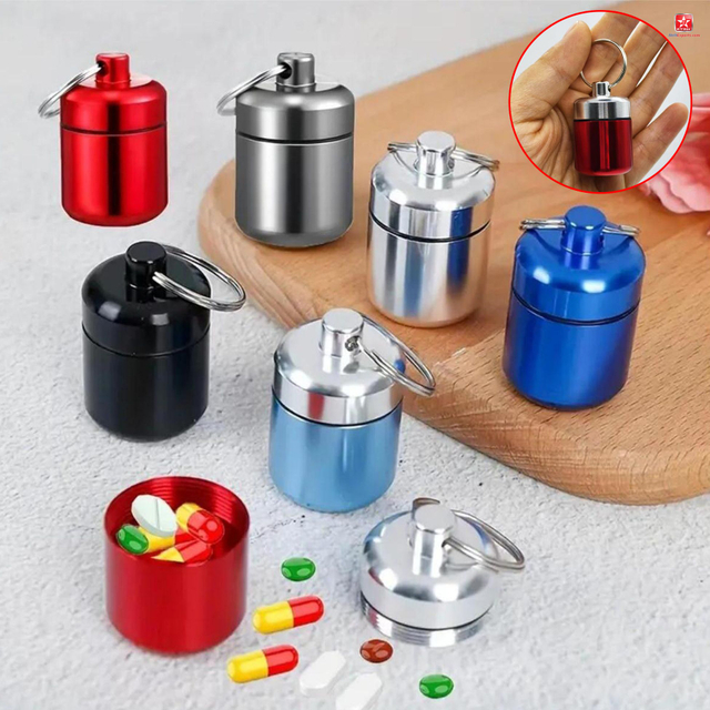Mini Metal Pill Container Keychain