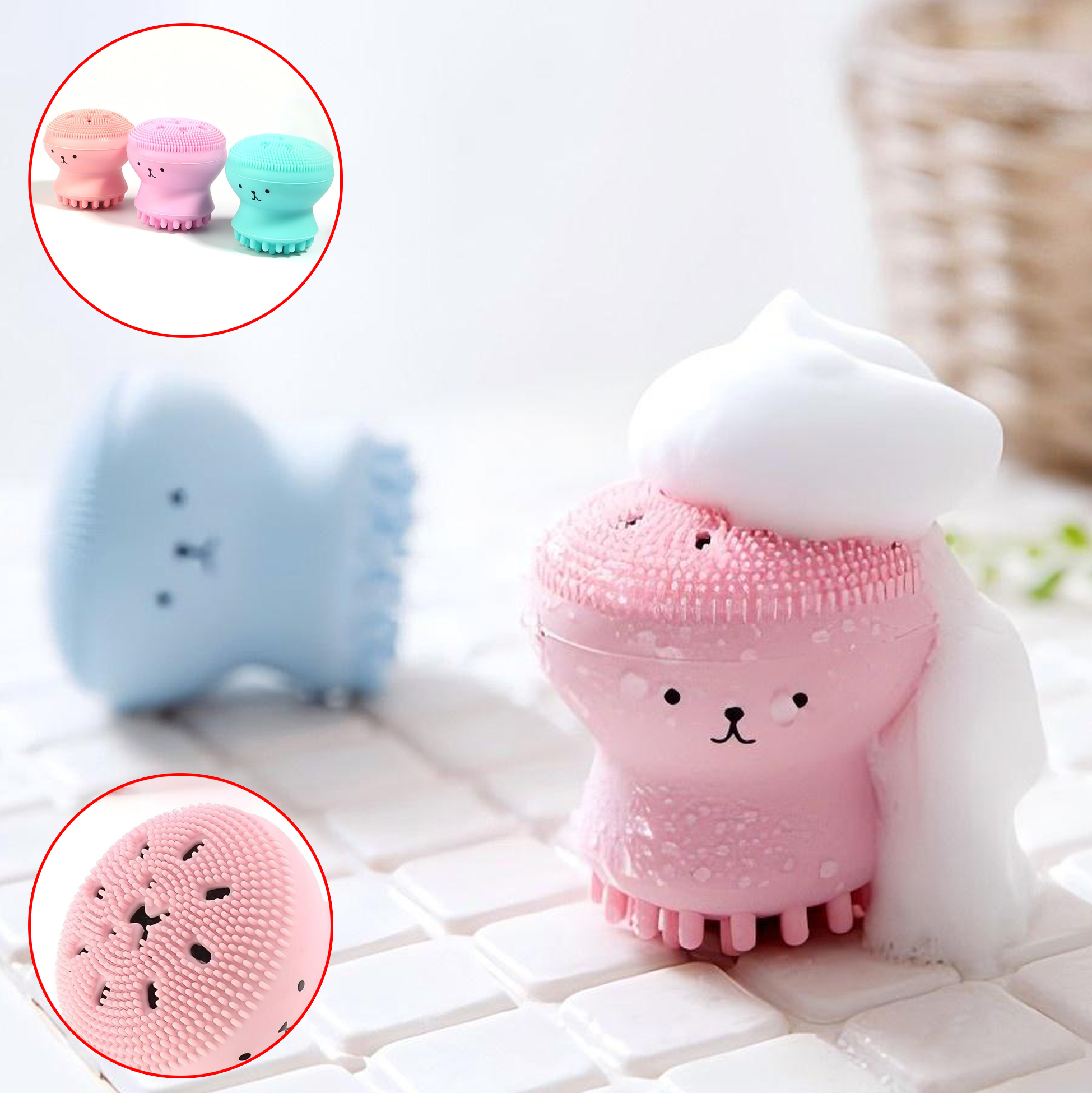 Adorable Pink Octopus Shaped Face Scrubber